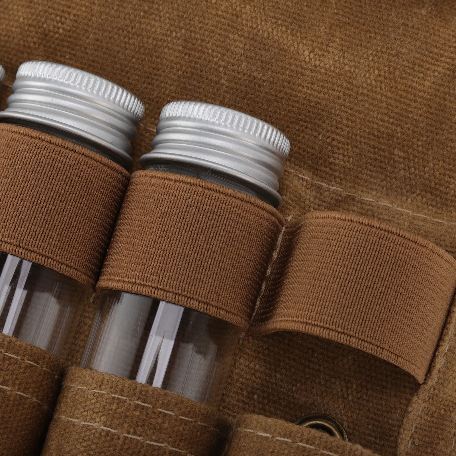 Spice Bottle Bag Wet Wax Canvas Portable Seasoning Storage Bag with 9 Glass view 14