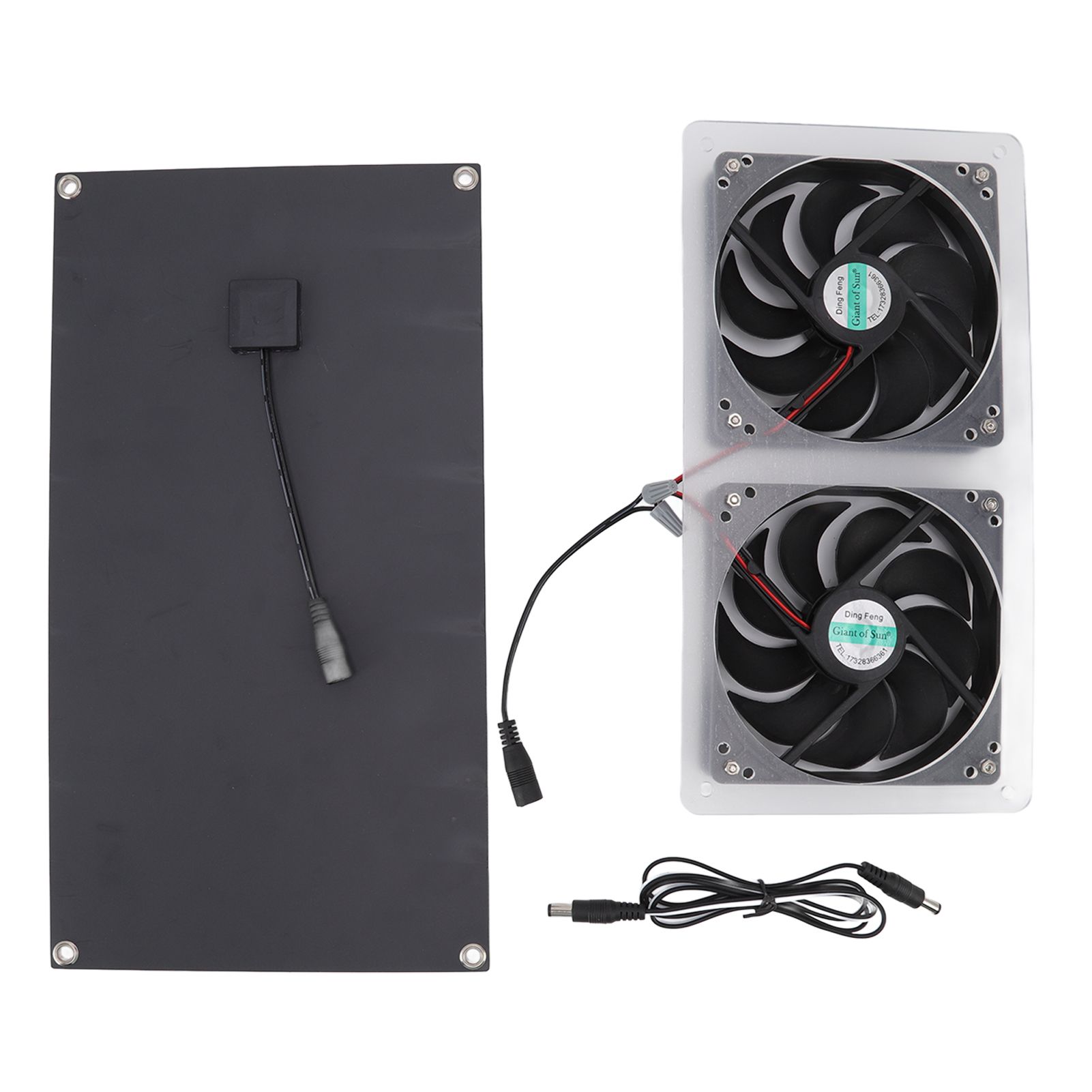 Solar Panel Fan Kit 100W Dual Fans IP67 Waterproof Low Noise Wide Application view 3