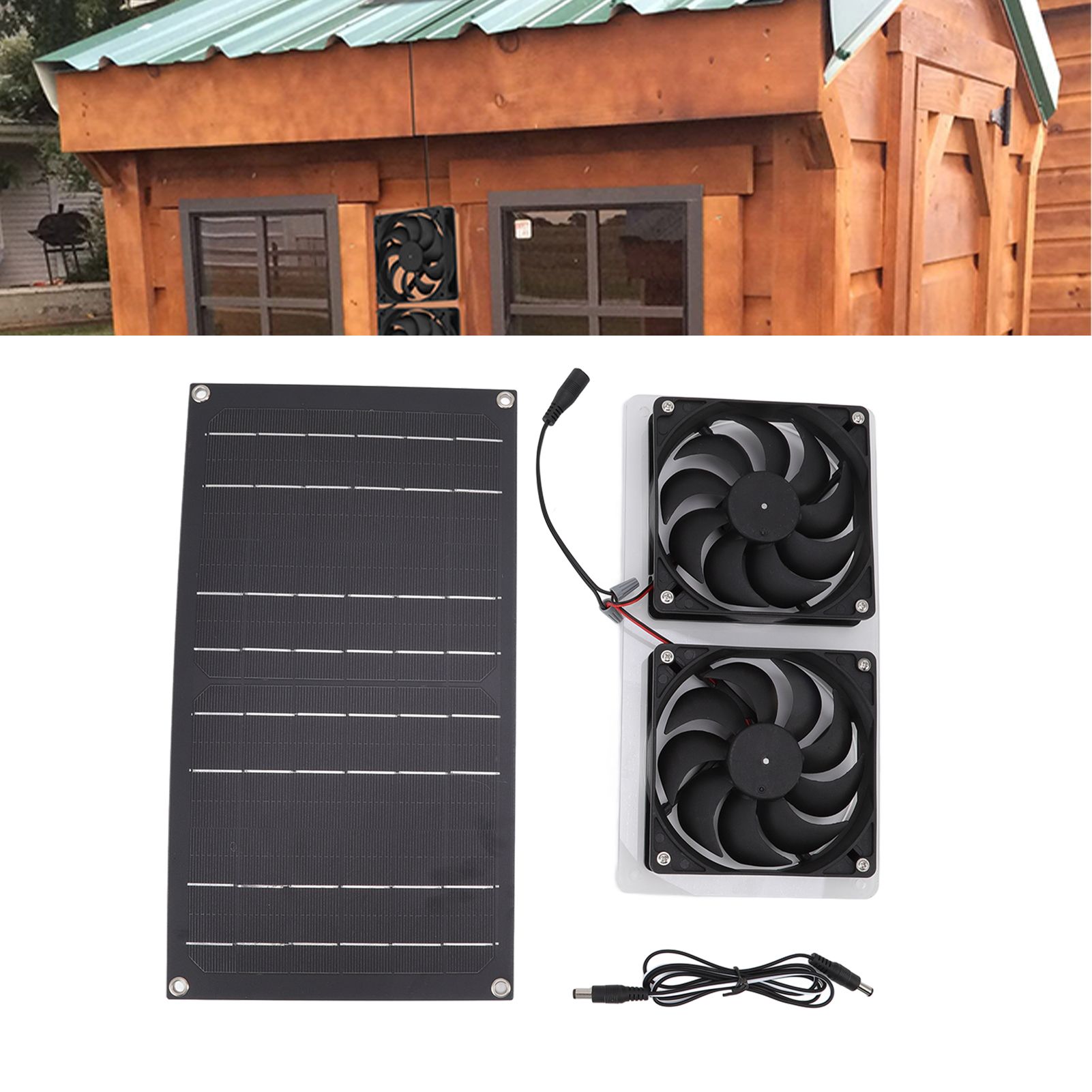 Solar Panel Fan Kit 100W Dual Fans IP67 Waterproof Low Noise Wide Application view 12