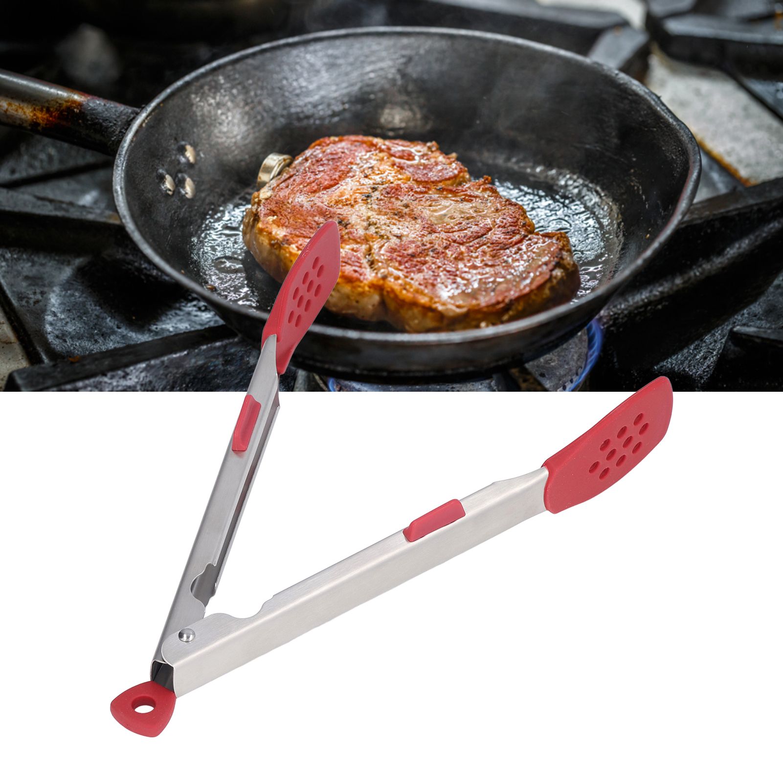 Food Tong Thickened 304 Stainless Steel Anti Slip Corrosion Resistant Barbecue view 12