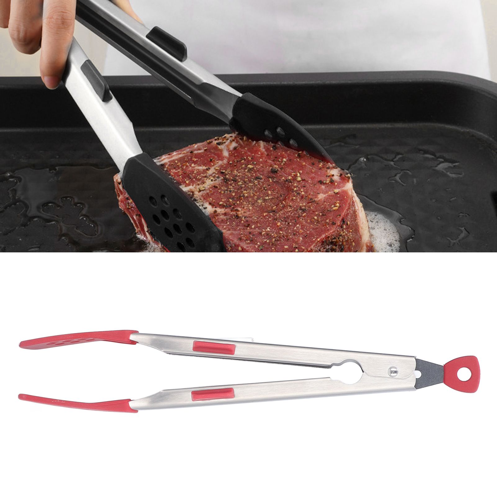 Food Tong Thickened 304 Stainless Steel Anti Slip Corrosion Resistant Barbecue view 11