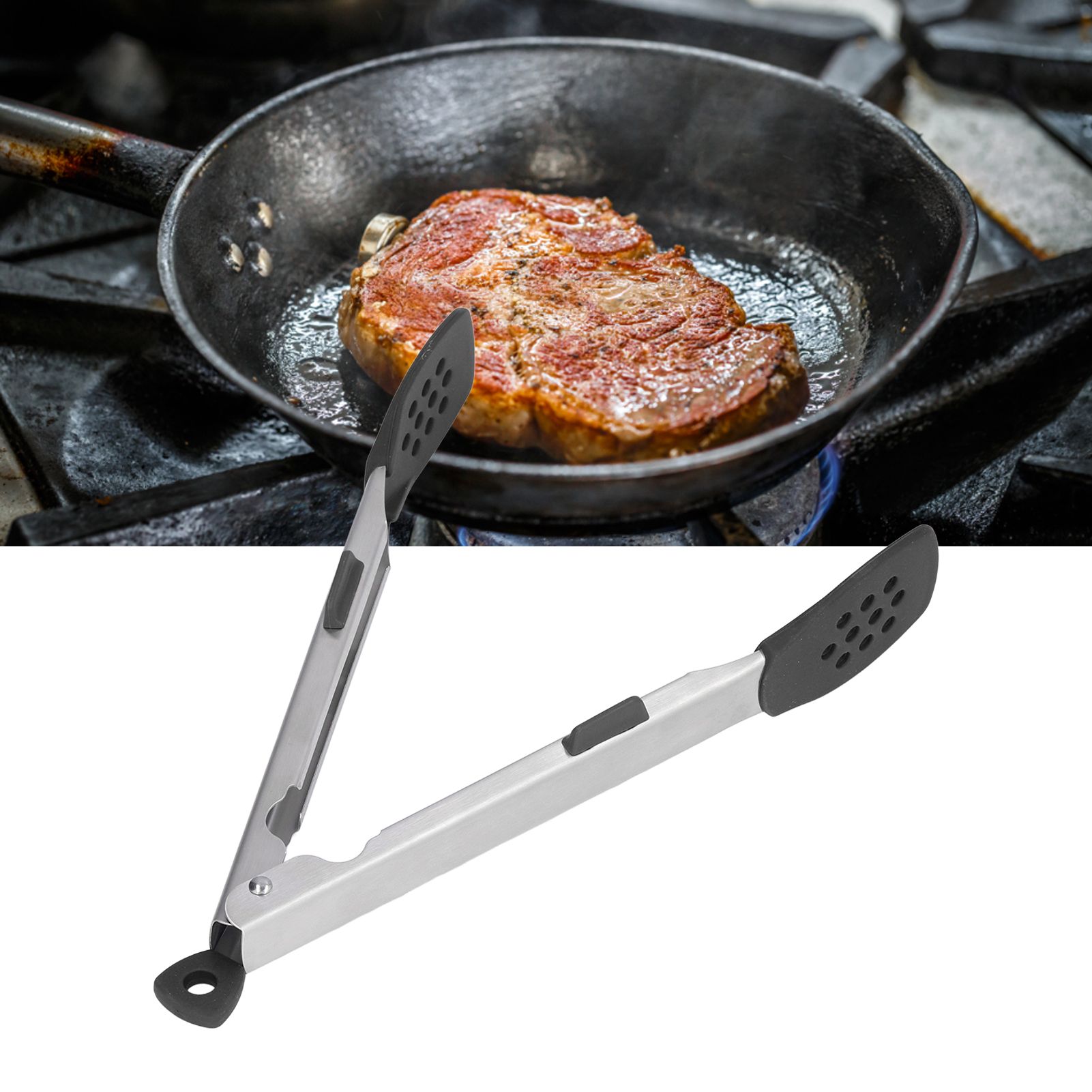 Food Tong Thickened 304 Stainless Steel Anti Slip Corrosion Resistant Barbecue view 12
