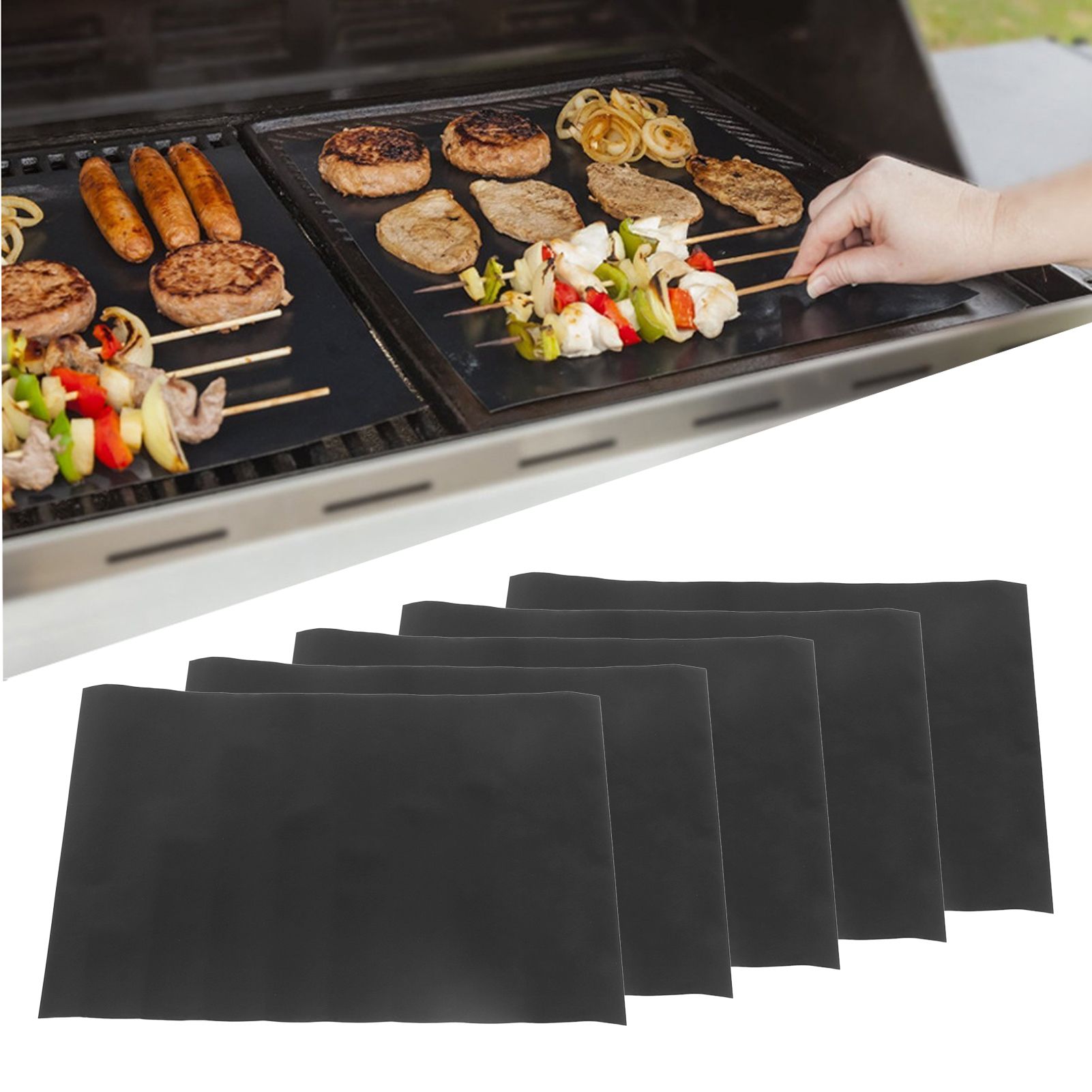 5Pcs Thickened Nonstick Barbecue Grill Mat BBQ Grill Mat Portable Outdoor view 12