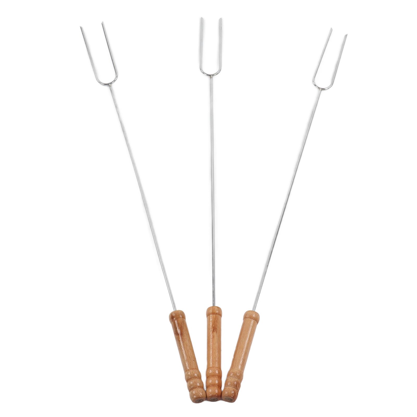 3Pcs Barbecue Forks Multifunctional Stainless Steel Roasting Stick with Beech view 4