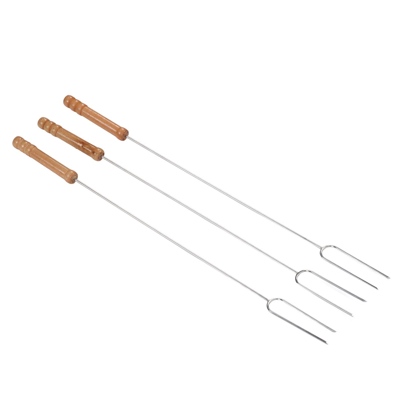 3Pcs Barbecue Forks Multifunctional Stainless Steel Roasting Stick with Beech view 5