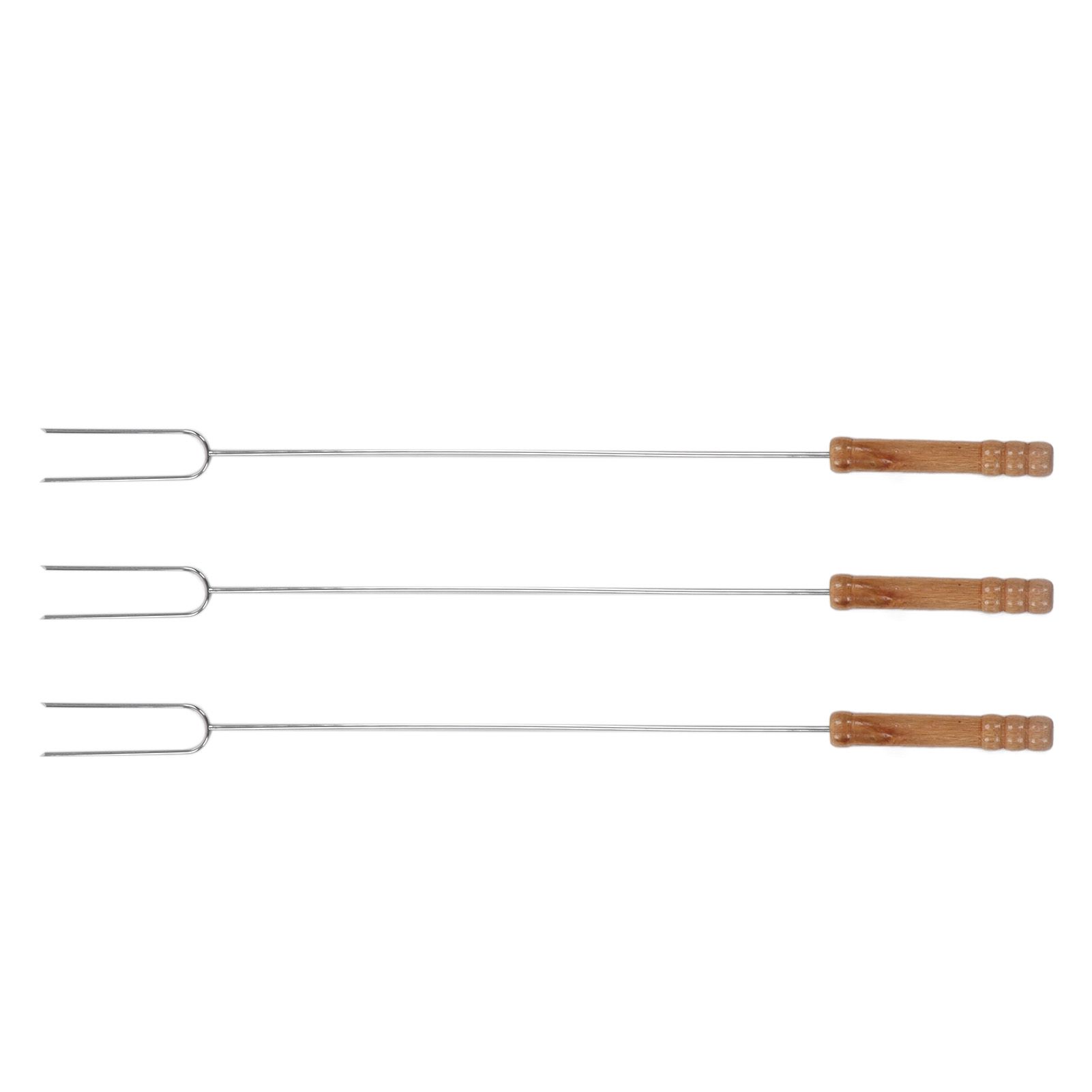 3Pcs Barbecue Forks Multifunctional Stainless Steel Roasting Stick with Beech view 6