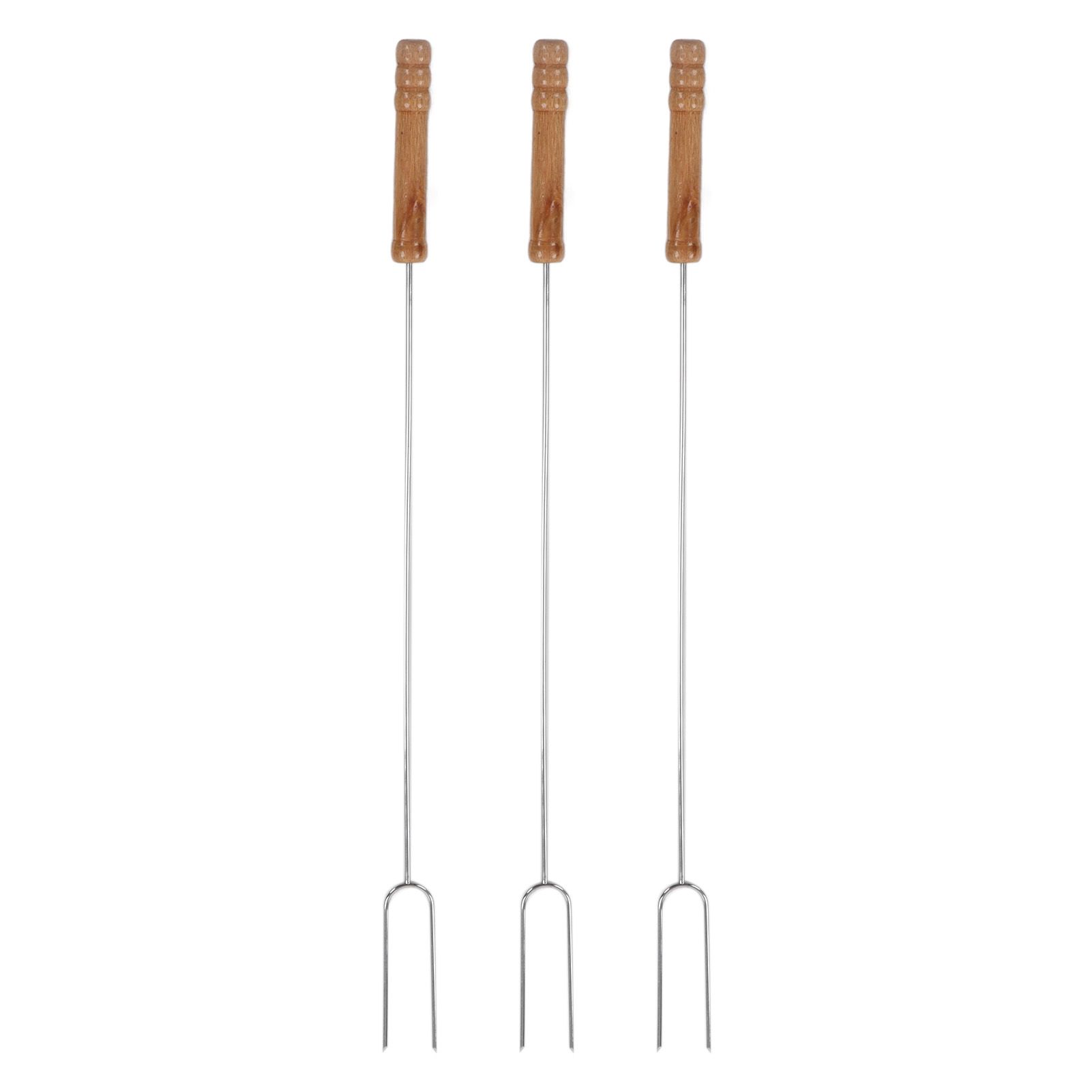 3Pcs Barbecue Forks Multifunctional Stainless Steel Roasting Stick with Beech view 7