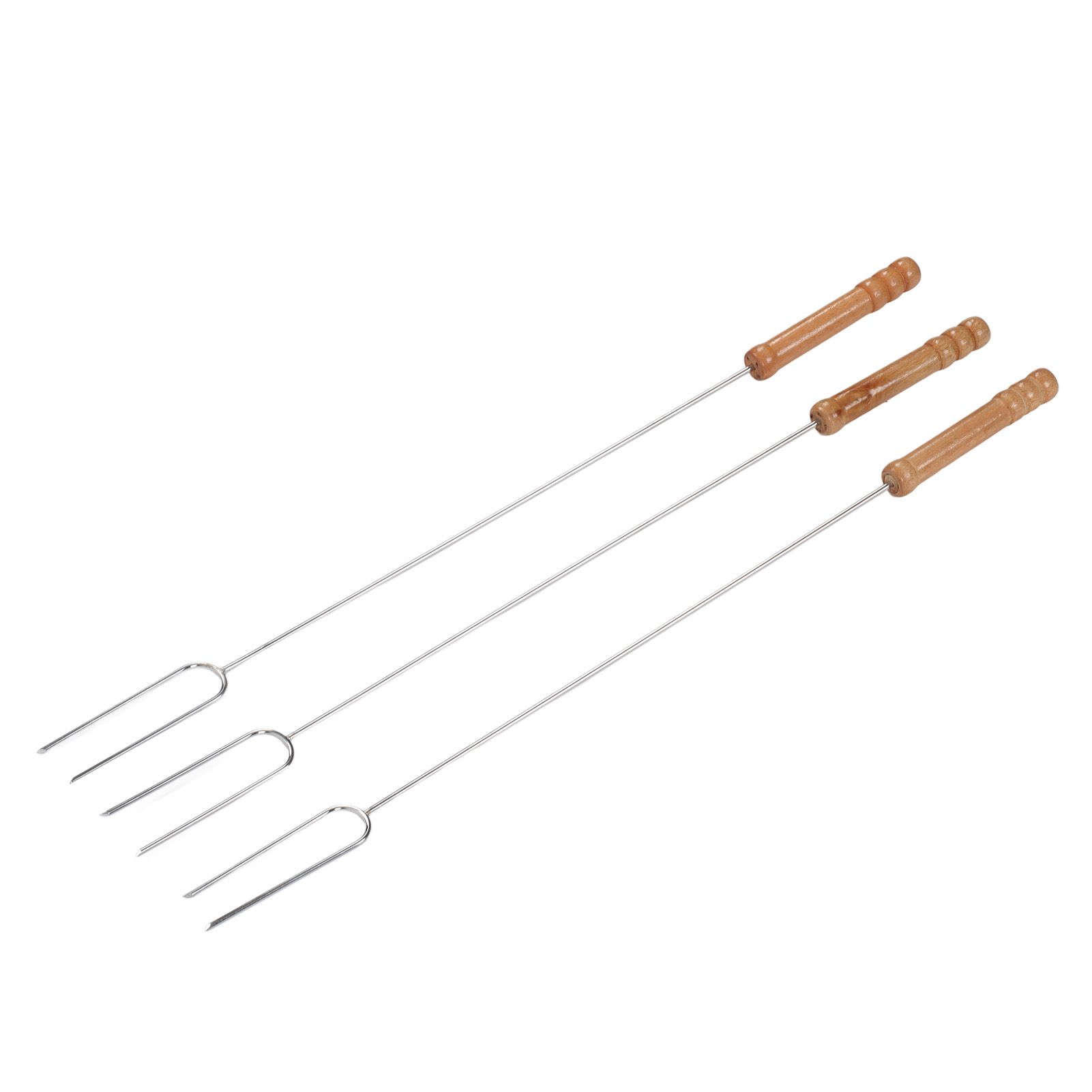 3Pcs Barbecue Forks Multifunctional Stainless Steel Roasting Stick with Beech view 8