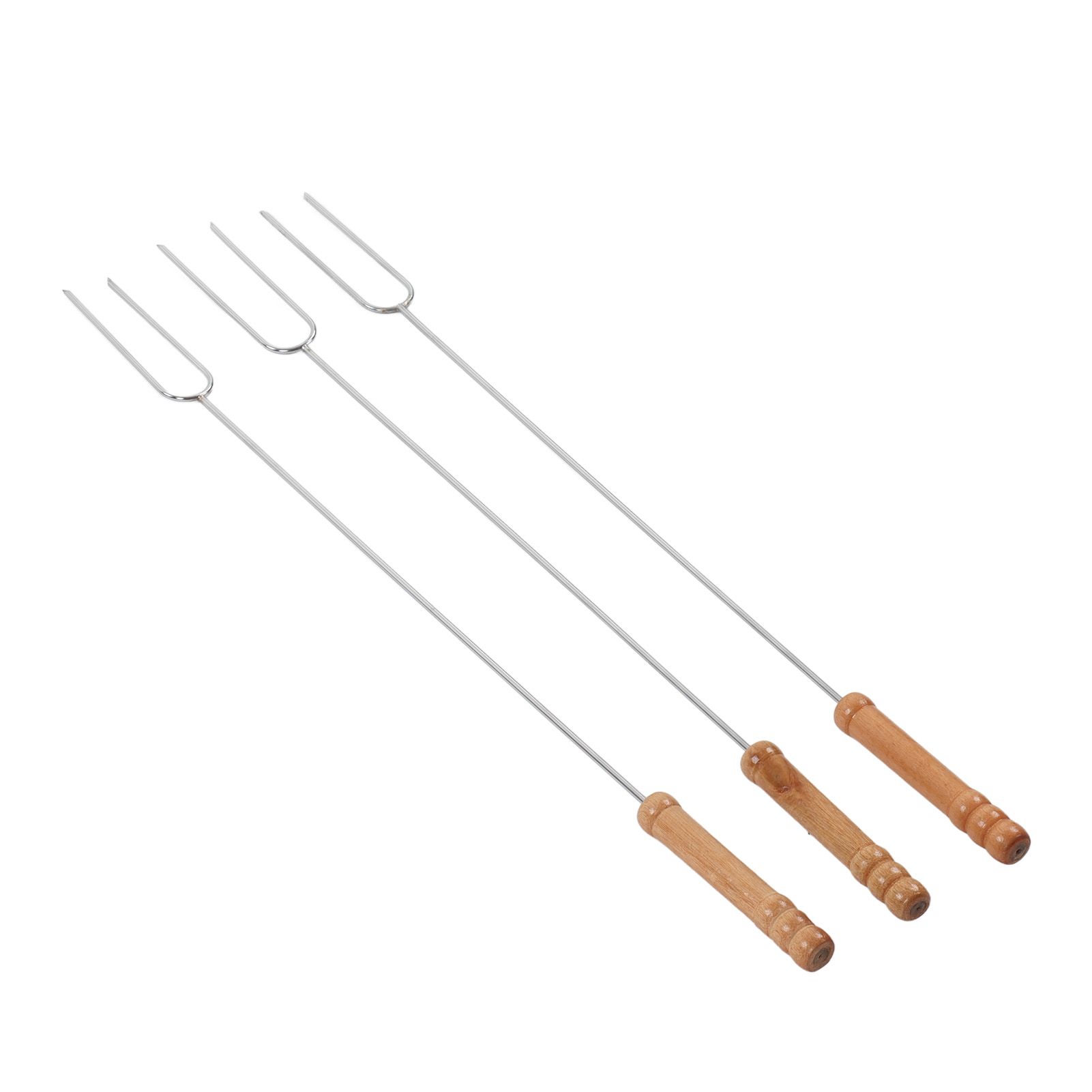 3Pcs Barbecue Forks Multifunctional Stainless Steel Roasting Stick with Beech view 9