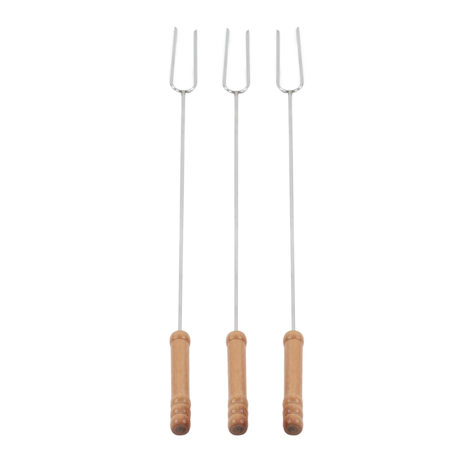 3Pcs Barbecue Forks Multifunctional Stainless Steel Roasting Stick with Beech view 10