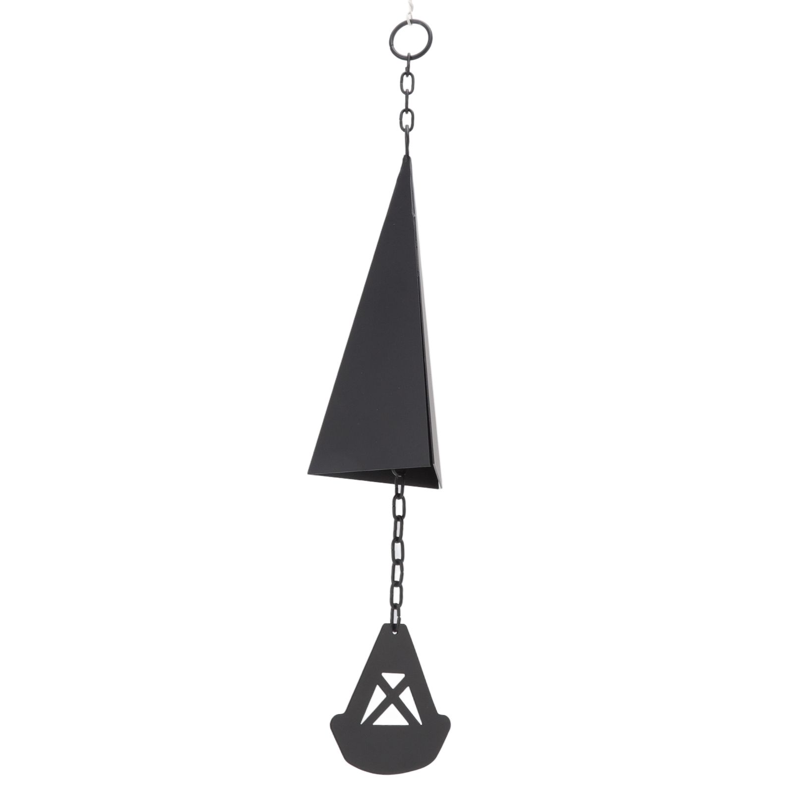 Triangular Wind Chimes Courtyard Bell Pendant Home Decoration Iron Black with view 2