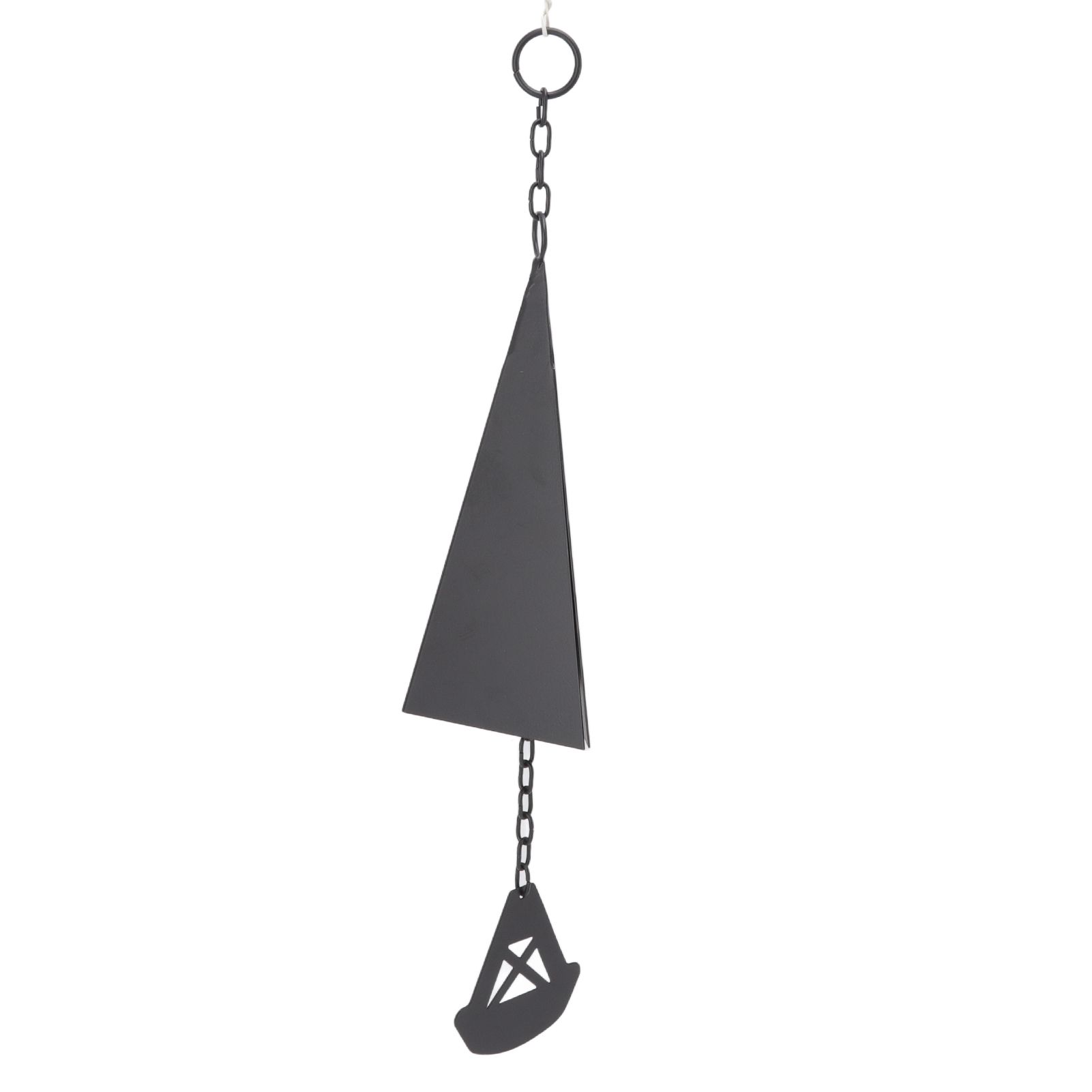 Triangular Wind Chimes Courtyard Bell Pendant Home Decoration Iron Black with view 3