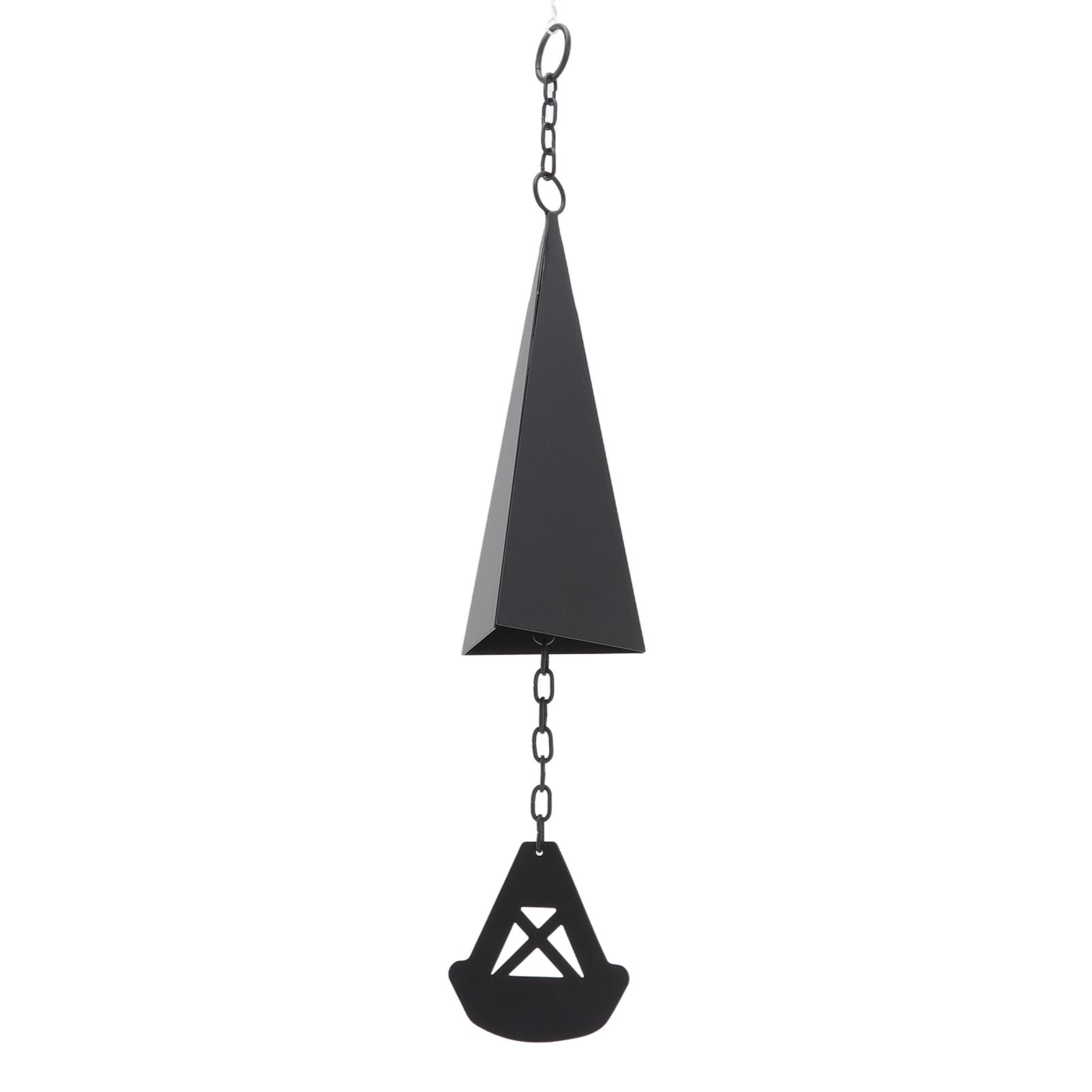 Triangular Wind Chimes Courtyard Bell Pendant Home Decoration Iron Black with view 4