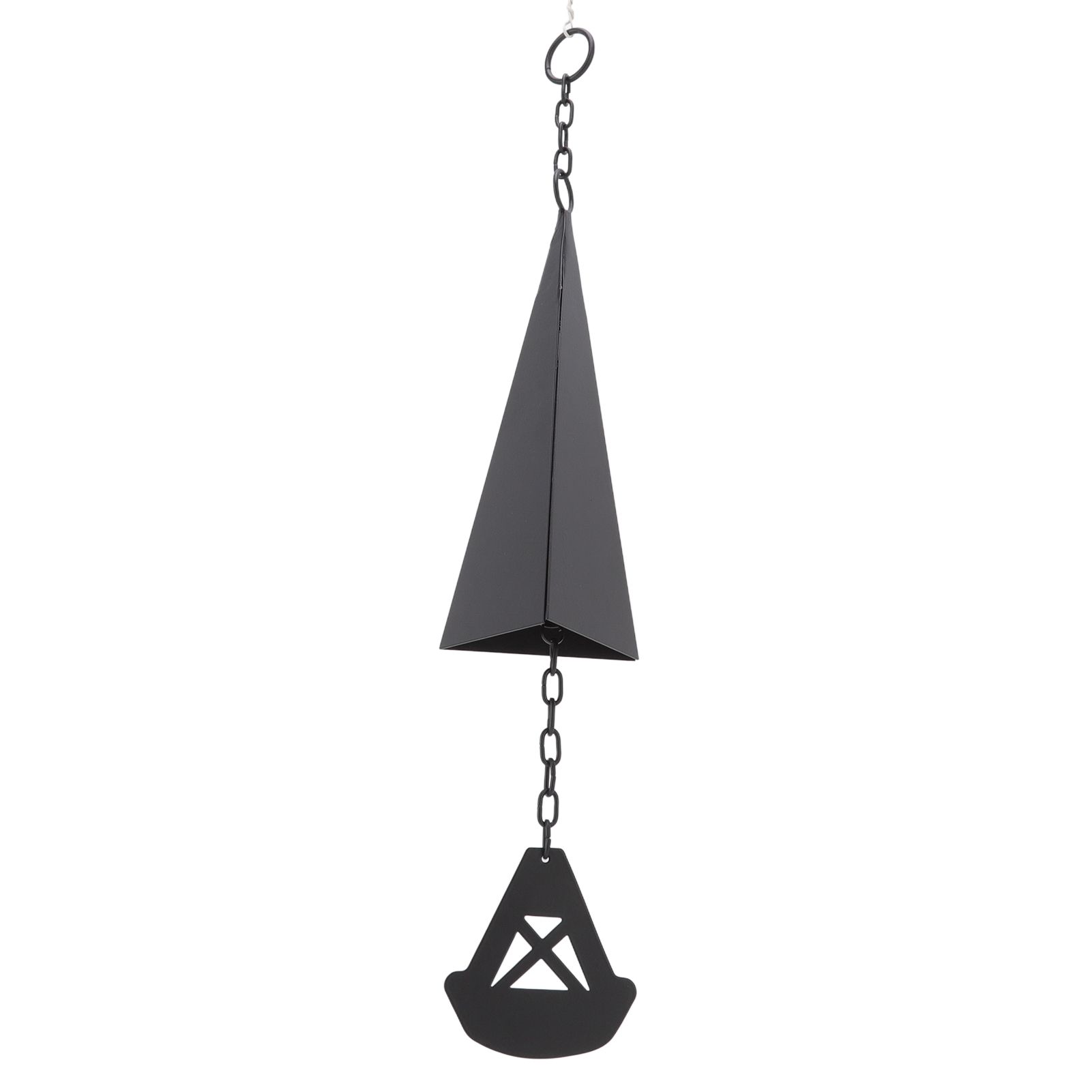 Triangular Wind Chimes Courtyard Bell Pendant Home Decoration Iron Black with view 5