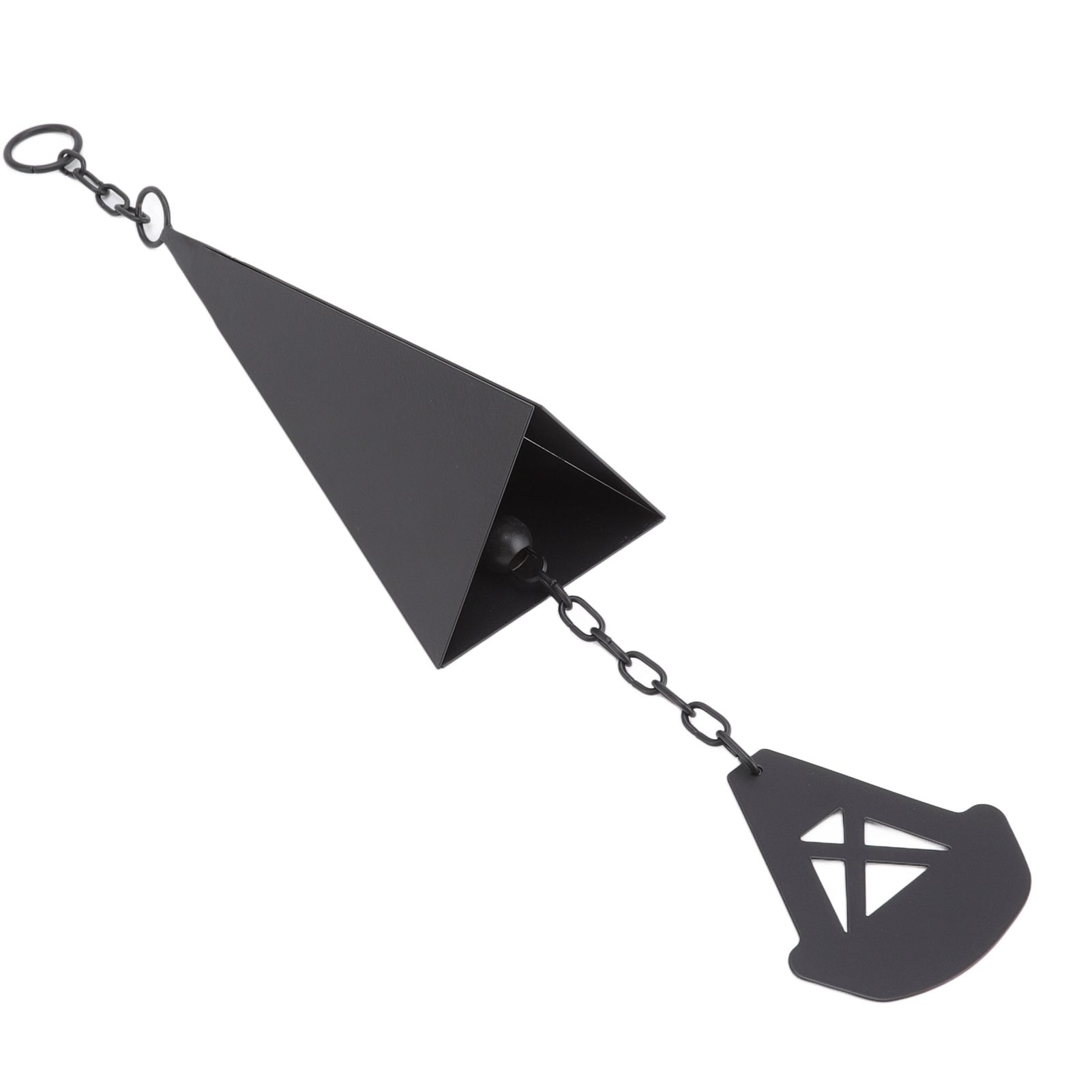 Triangular Wind Chimes Courtyard Bell Pendant Home Decoration Iron Black with view 7