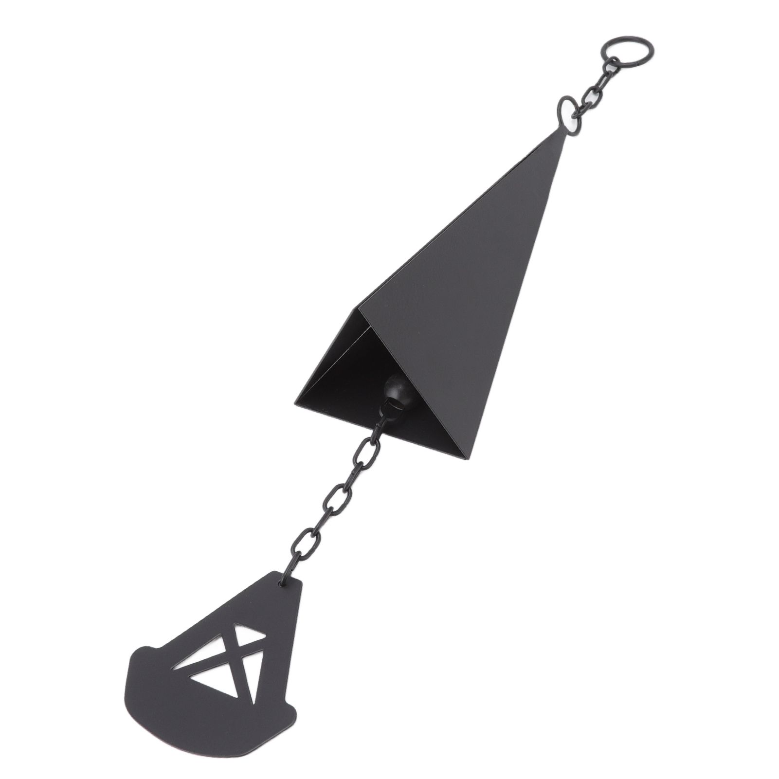 Triangular Wind Chimes Courtyard Bell Pendant Home Decoration Iron Black with view 8