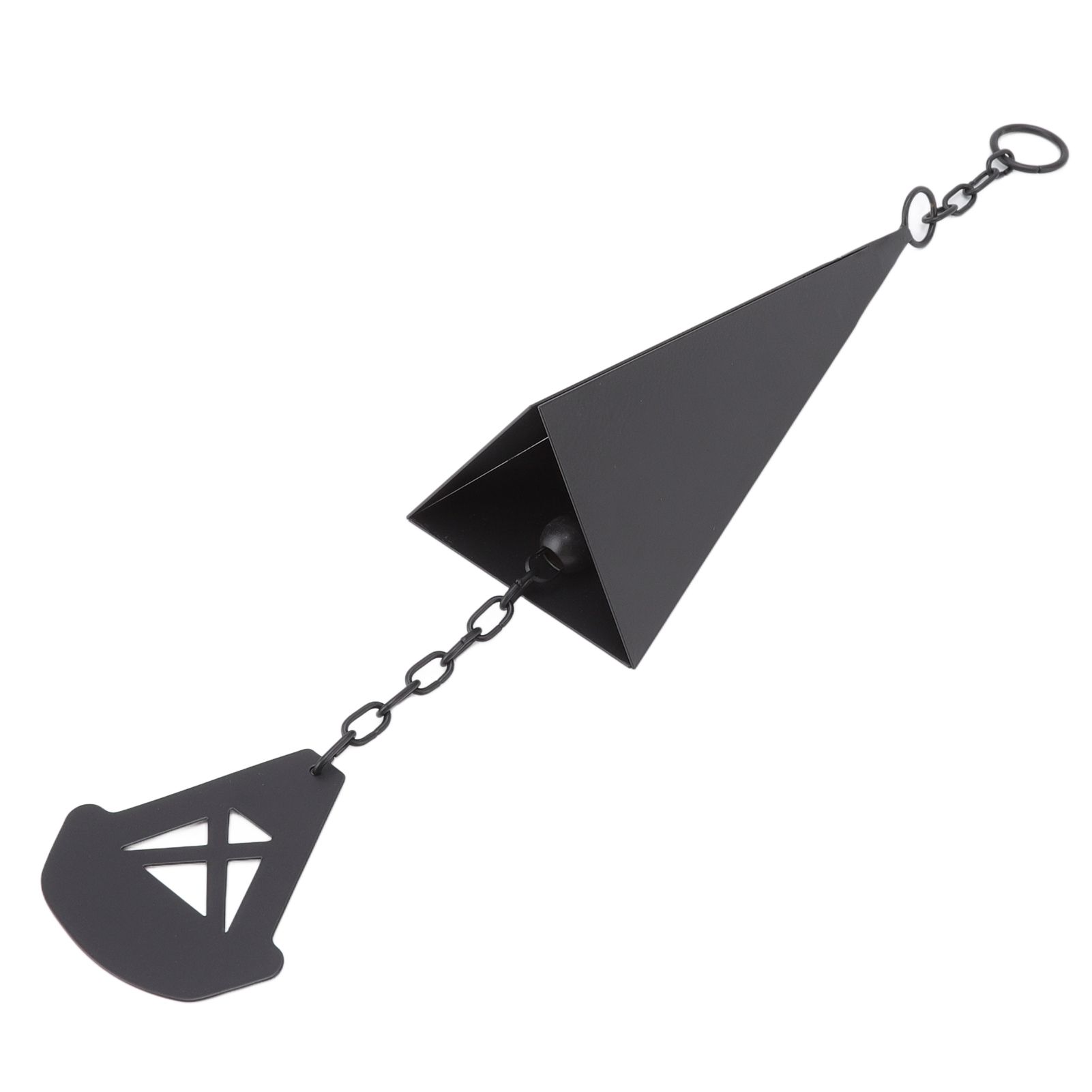 Triangular Wind Chimes Courtyard Bell Pendant Home Decoration Iron Black with view 9