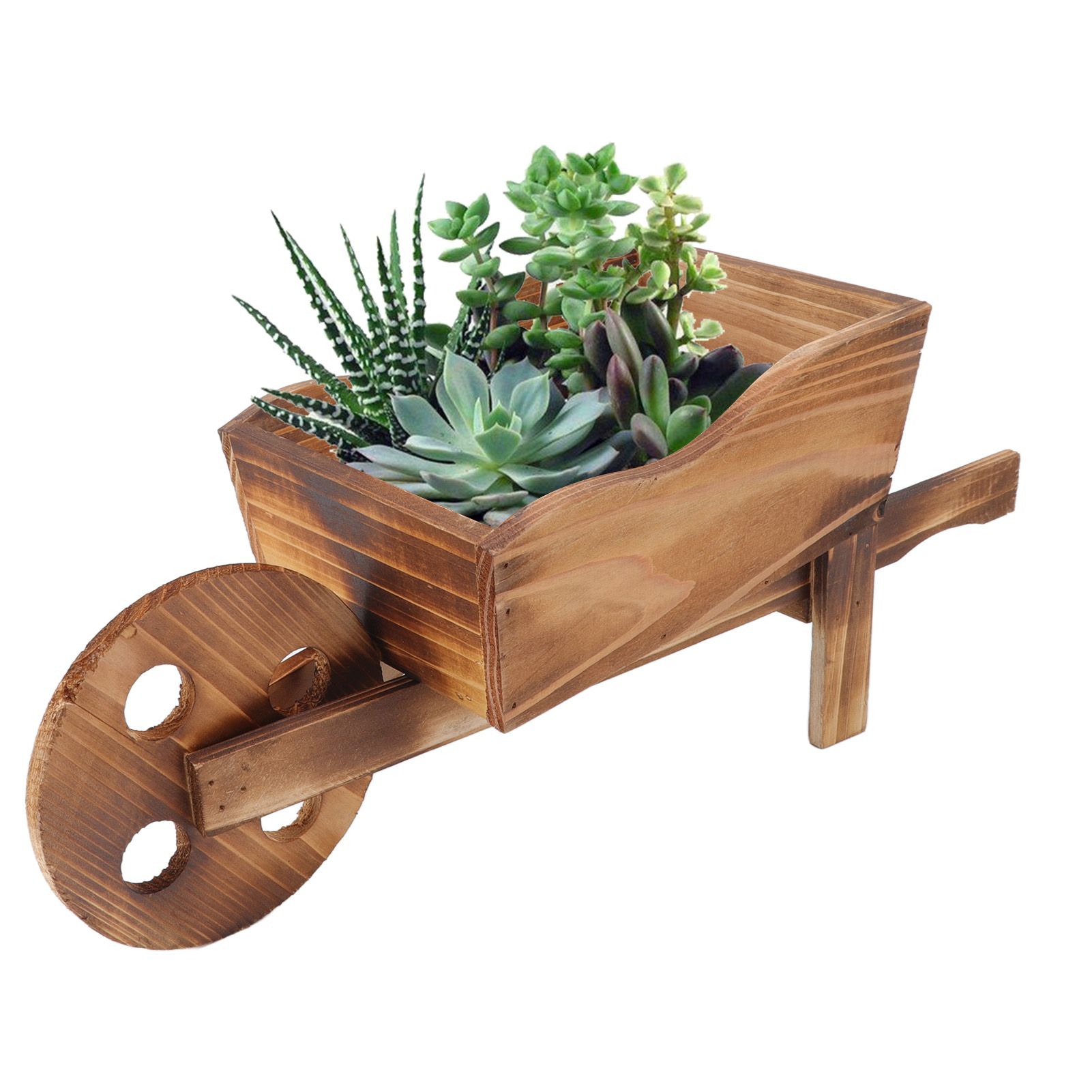Flower Pot Wooden Cart Innovative Succulent Wheelbarrow Flower Pot for view 11