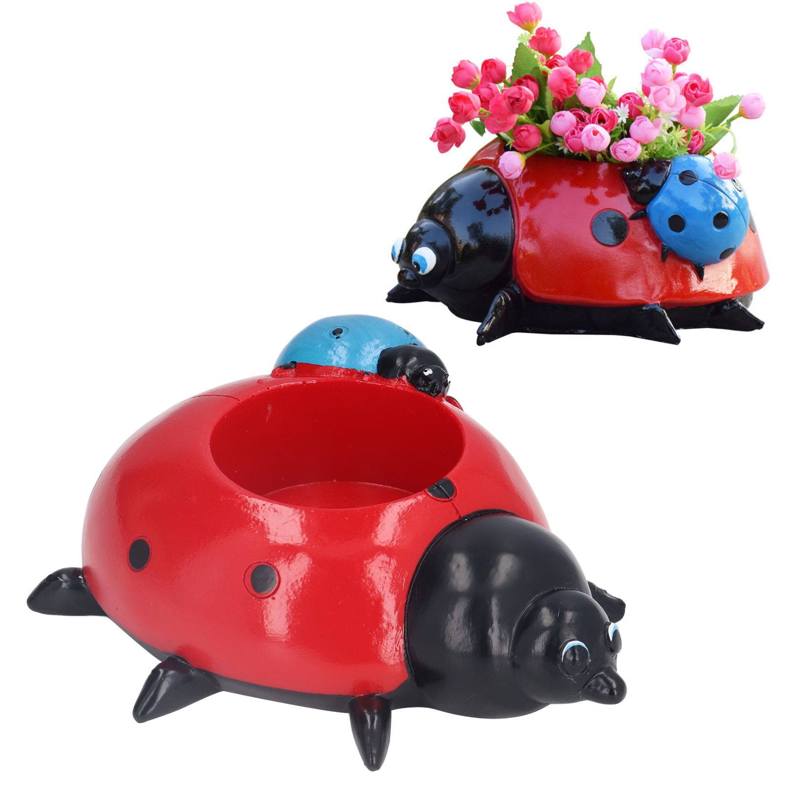 Ladybugs Flower Pot Simulation Cute Resin Animal Succulent Plant Container for view 12