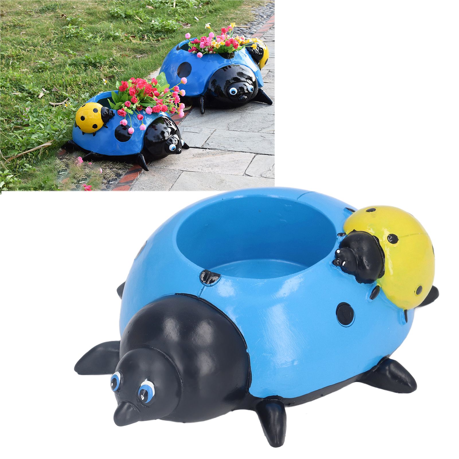 Ladybugs Flower Pot Simulation Cute Resin Animal Succulent Plant Container for view 10