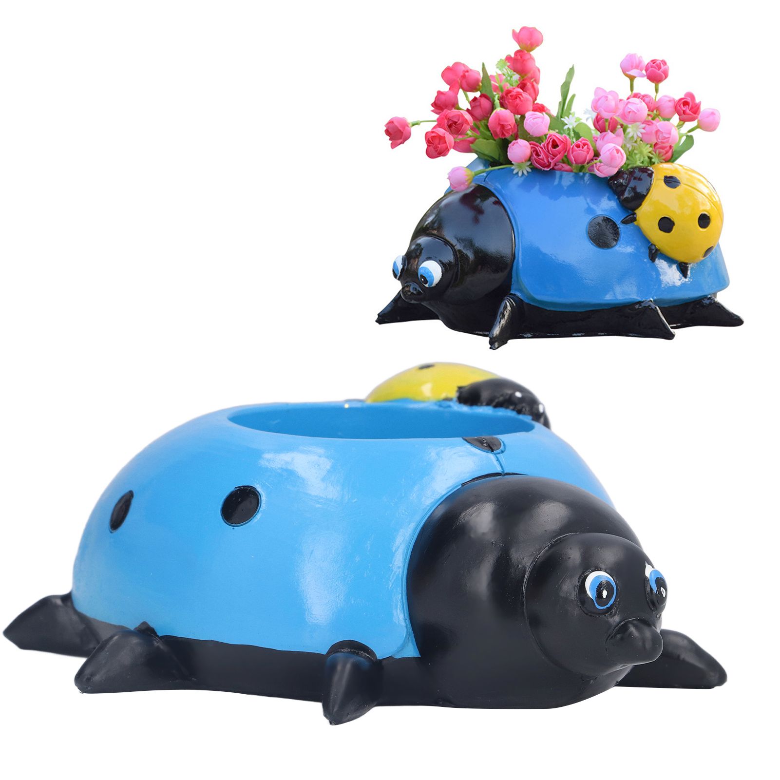 Ladybugs Flower Pot Simulation Cute Resin Animal Succulent Plant Container for view 12
