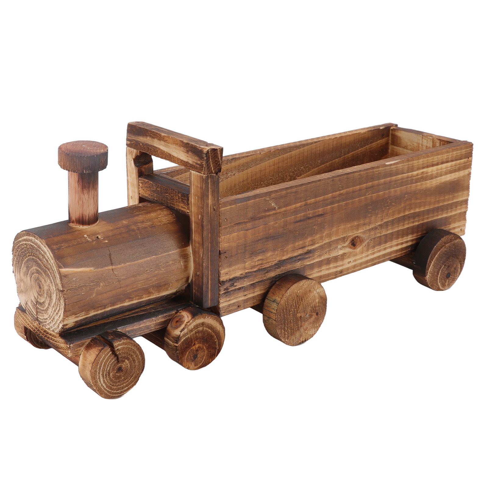 Wooden Flower Pot Cartoon Train Shape Good Ventilation Succulent Flower Pot view 2