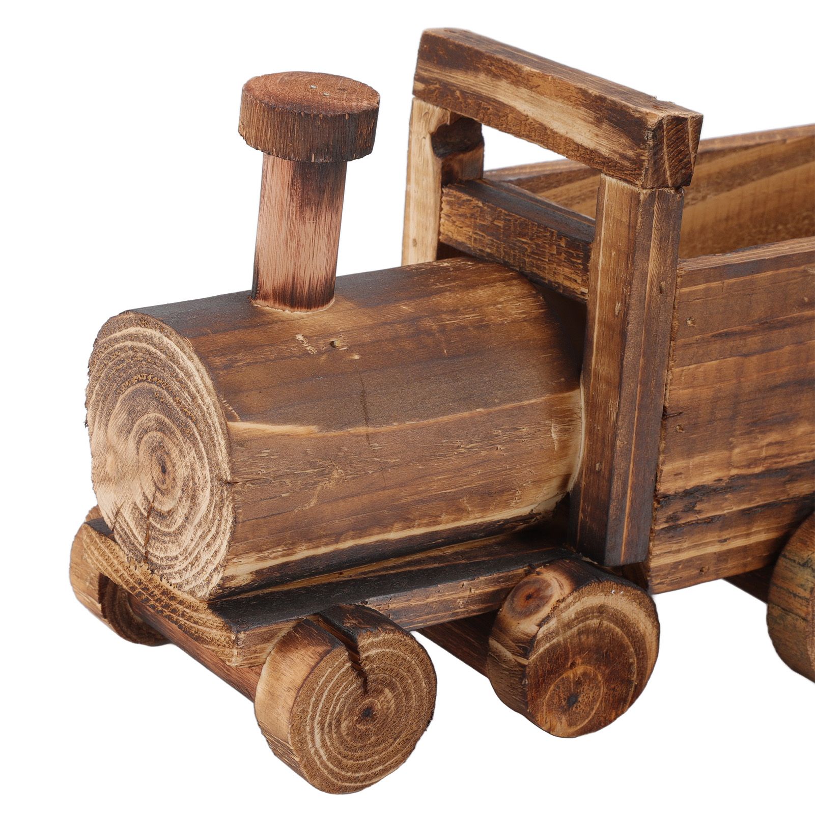 Wooden Flower Pot Cartoon Train Shape Good Ventilation Succulent Flower Pot view 13