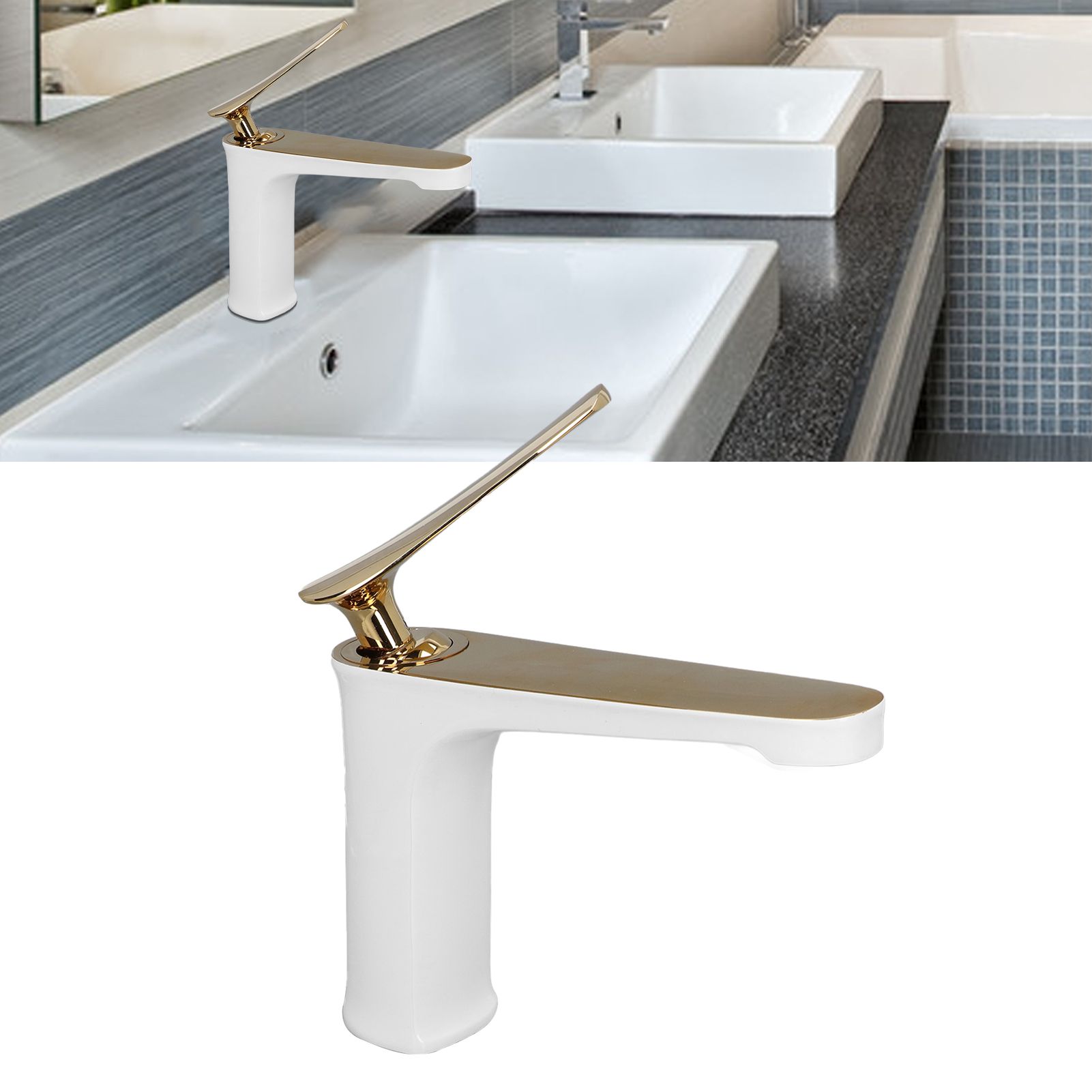 G1/2 Water Faucet Brass Sink Bath Single Handle Mixer Tap Bathroom Lavatory view 11