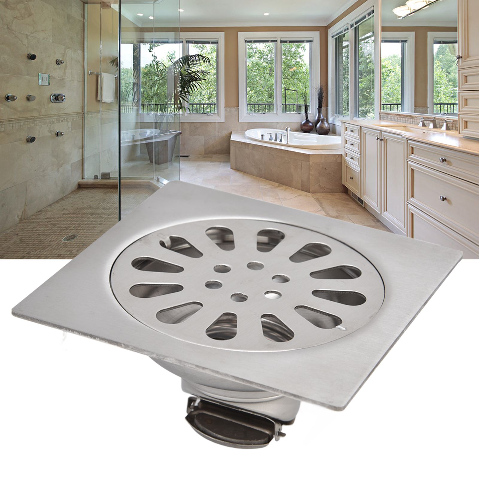 Shower Drain Square Shape Adjustable Tile Insertion Floor Drain Channel for view 11