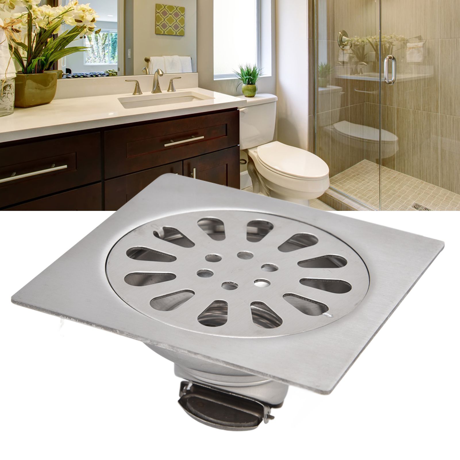 Shower Drain Square Shape Adjustable Tile Insertion Floor Drain Channel for view 12