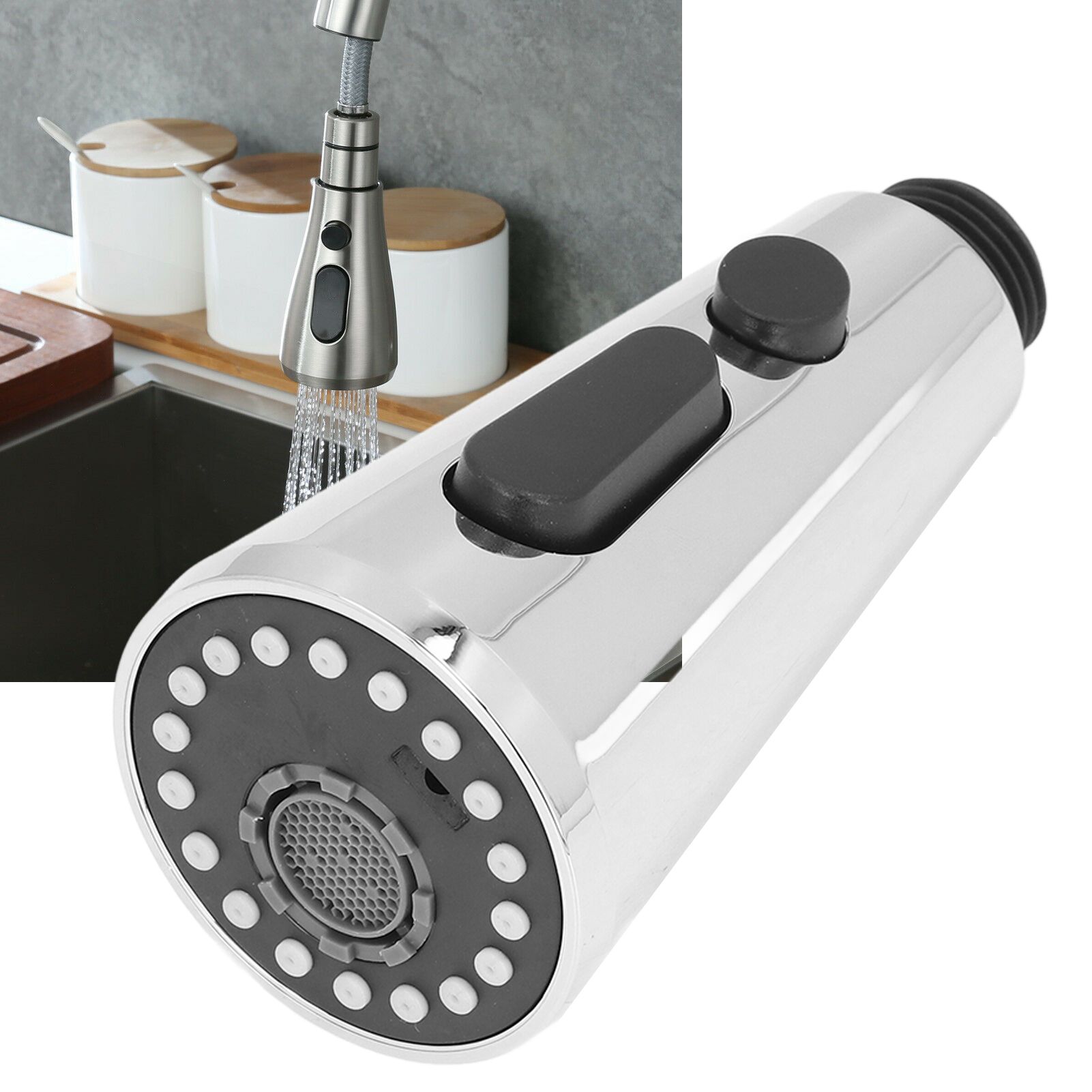 Faucet Spray Head G1/2 Brushed Nickel 3 Modes Stainless Steel ABS Rustproof view 11