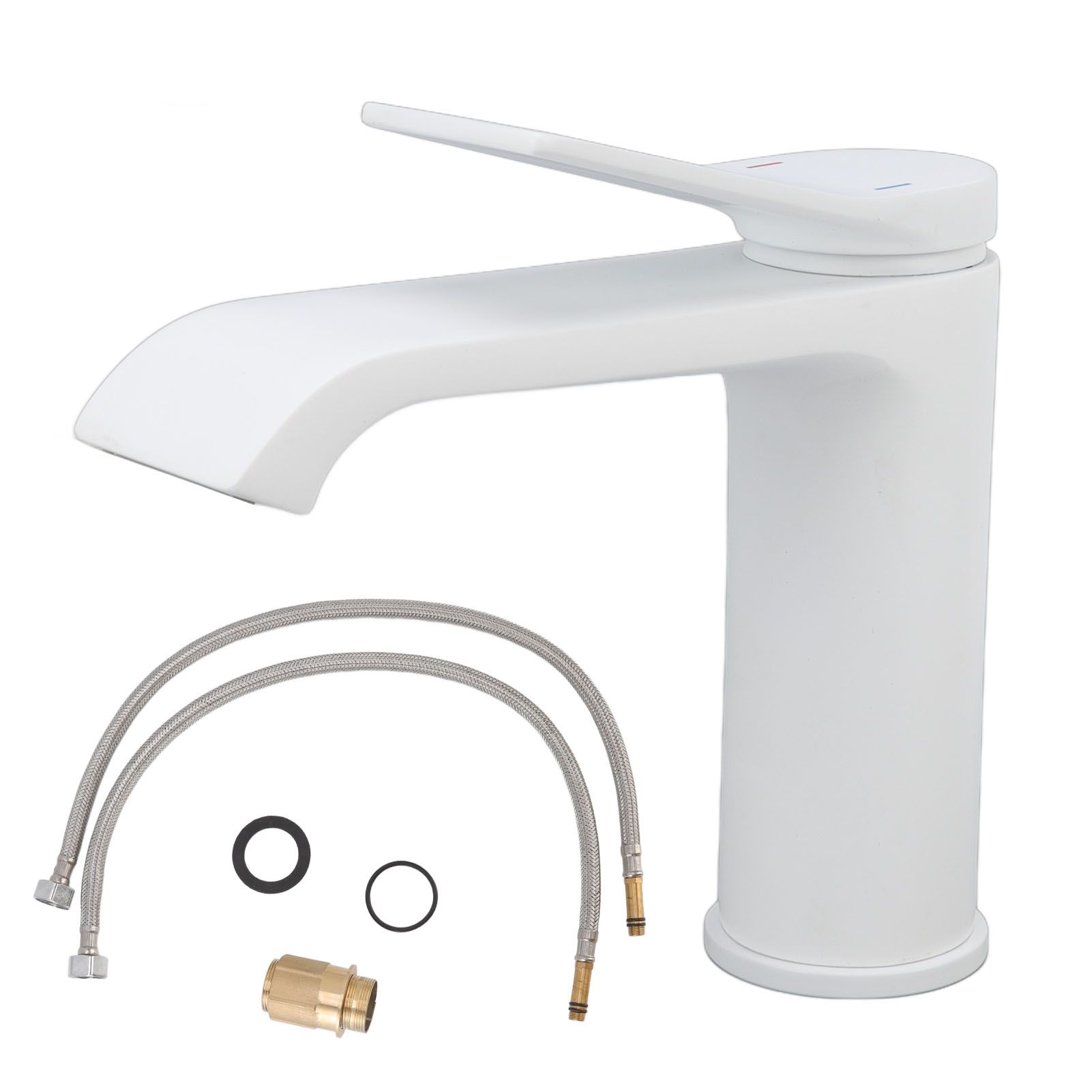 Sink Faucet G1/2 Thread Hot Cold Water Tap White Leaking Resistant Corrosion
