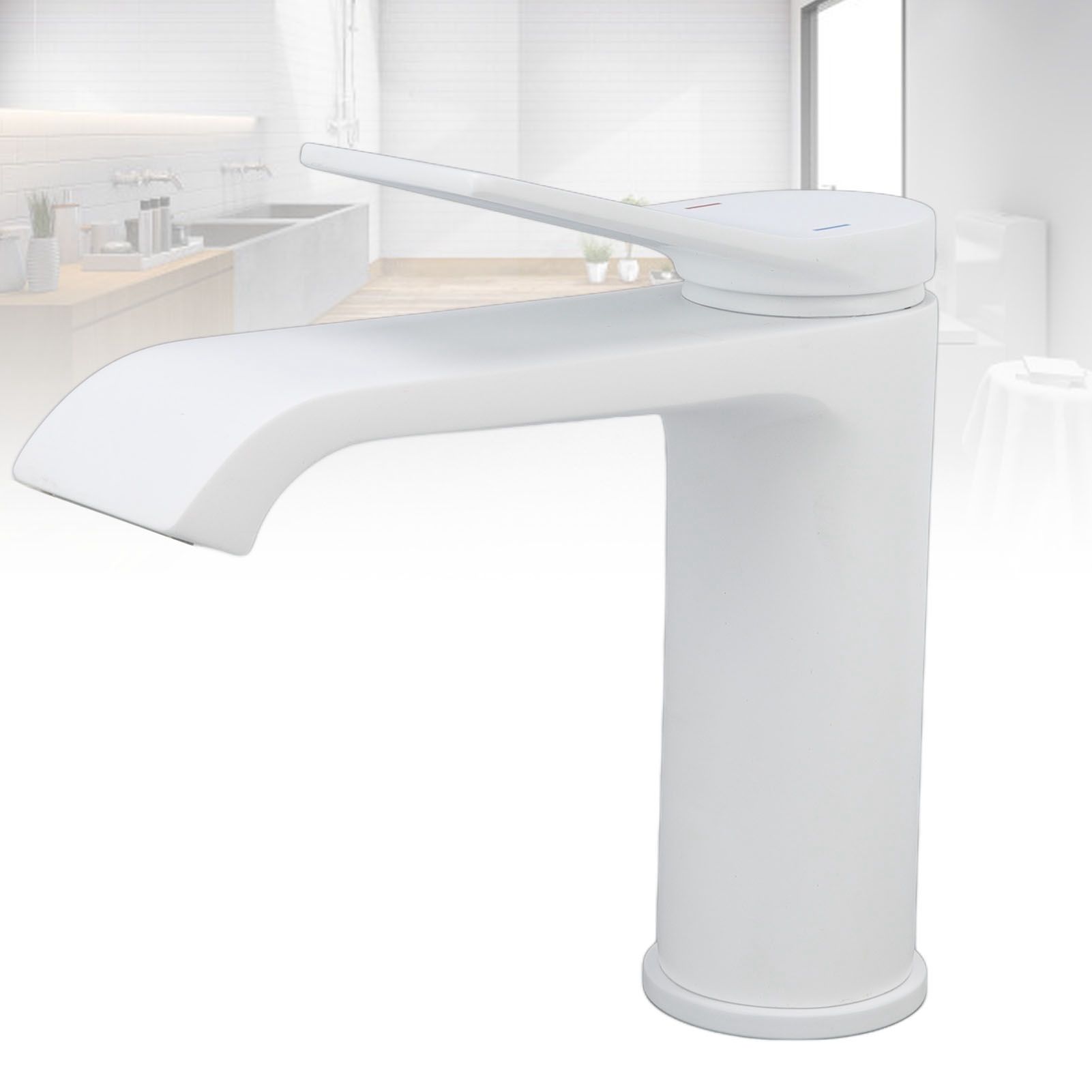 Sink Faucet G1/2 Thread Hot Cold Water Tap White Leaking Resistant Corrosion view 12