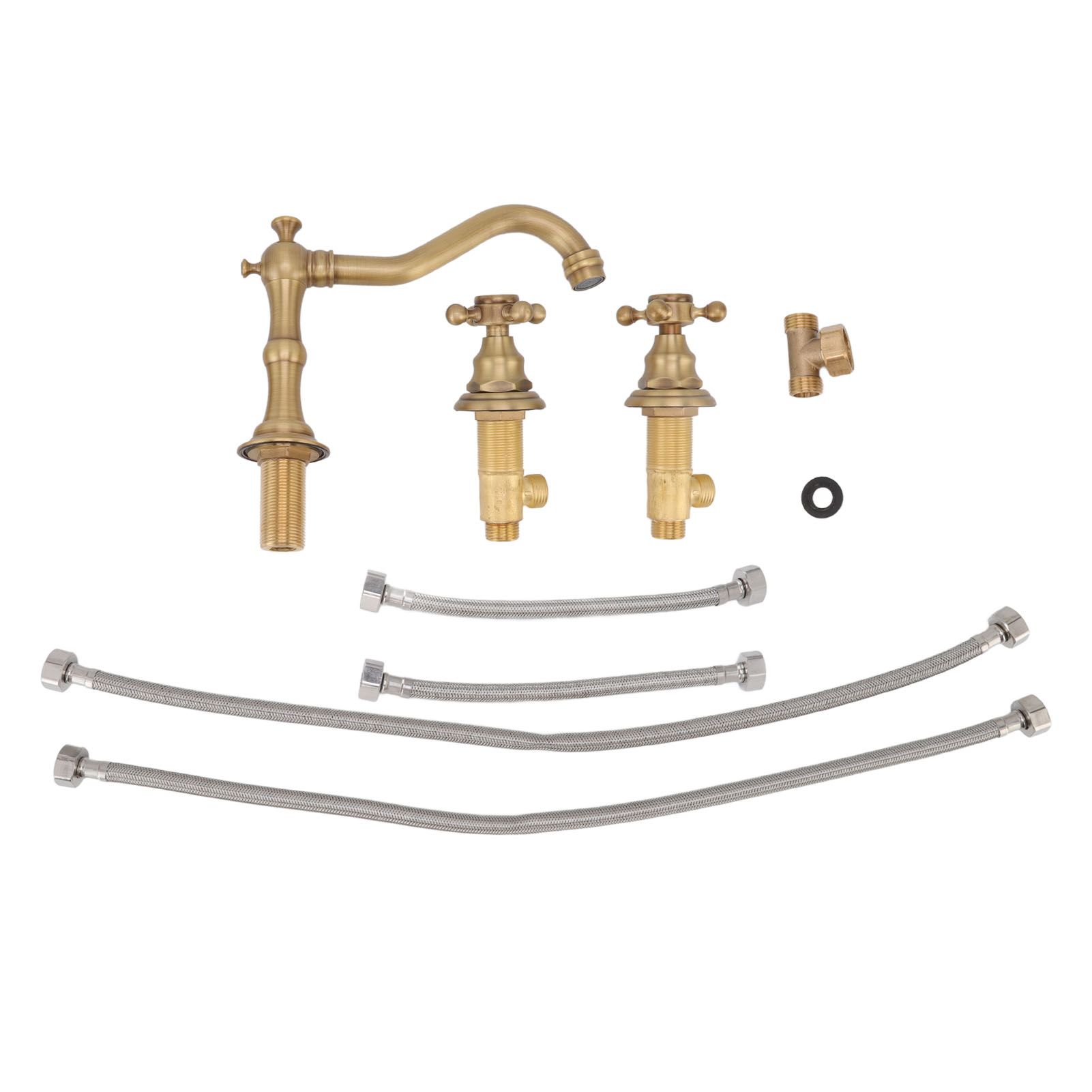 Double Handle Faucet Copper Leakproof Corrosion Resistant Beautiful G1/2