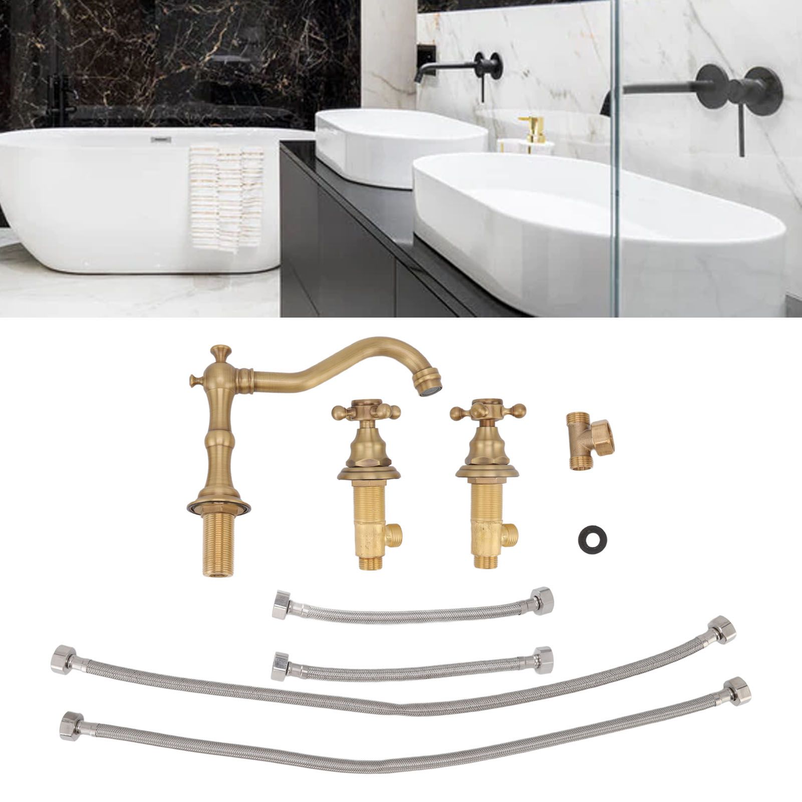 Double Handle Faucet Copper Leakproof Corrosion Resistant Beautiful G1/2 view 11