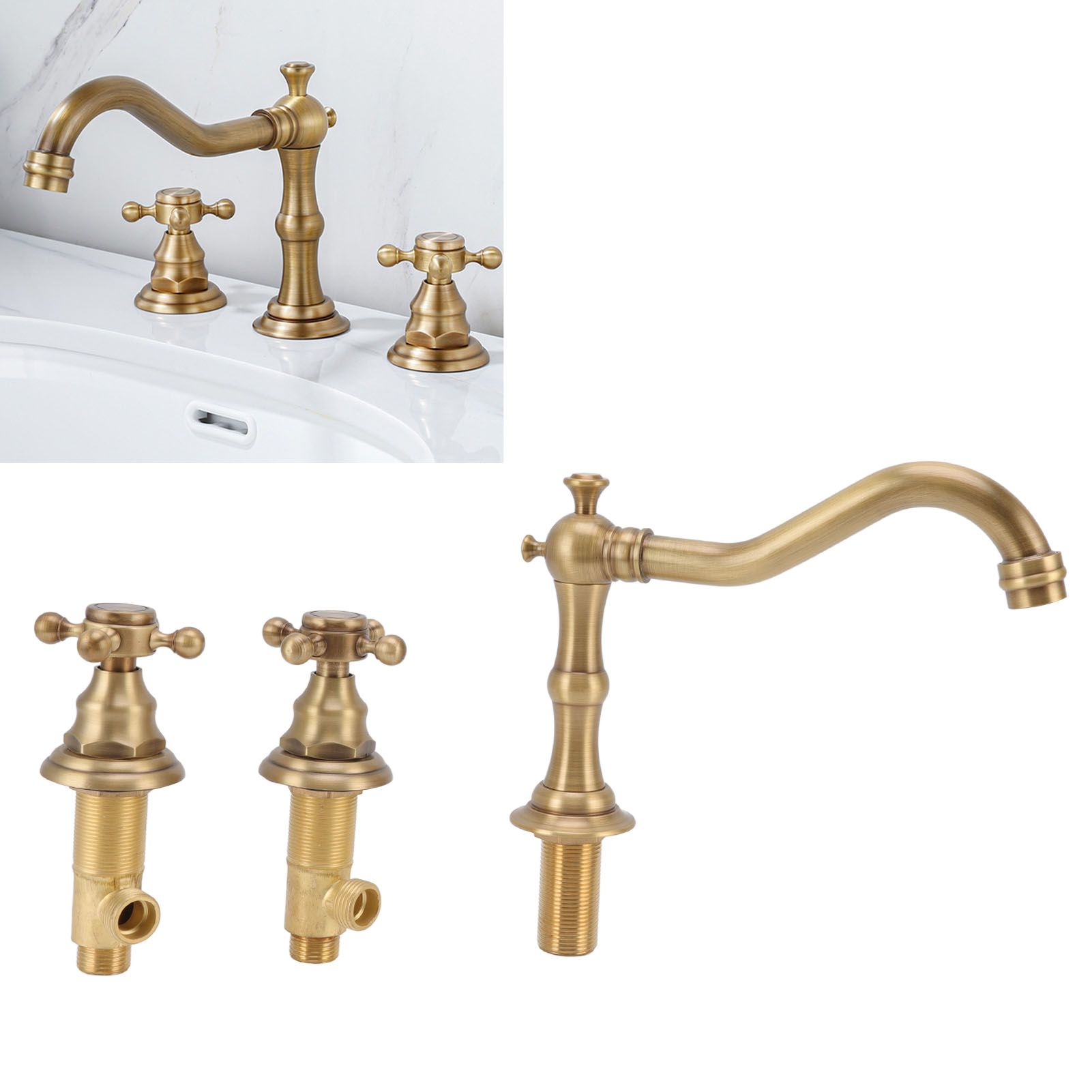 Double Handle Faucet Copper Leakproof Corrosion Resistant Beautiful G1/2 view 12
