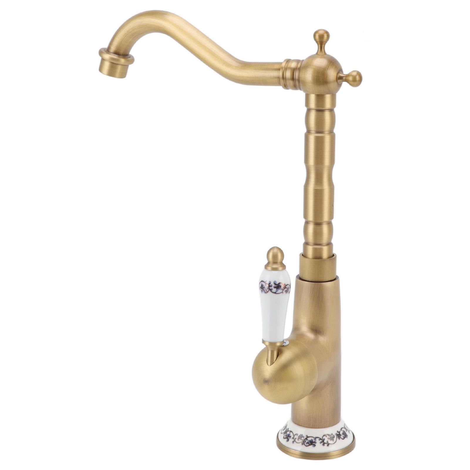 Antique Kitchen Faucet Gold All Copper European Antique Hot Cold Mixed 360° view 2