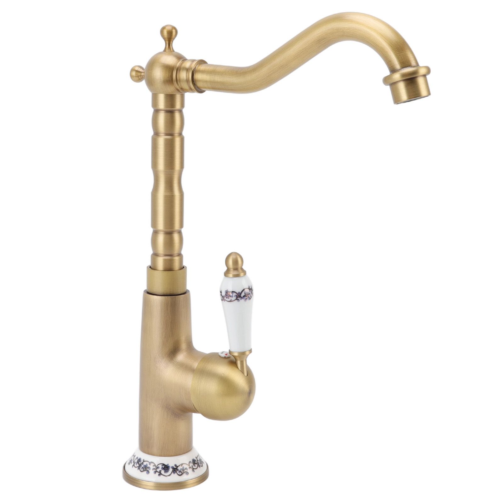 Antique Kitchen Faucet Gold All Copper European Antique Hot Cold Mixed 360° view 3