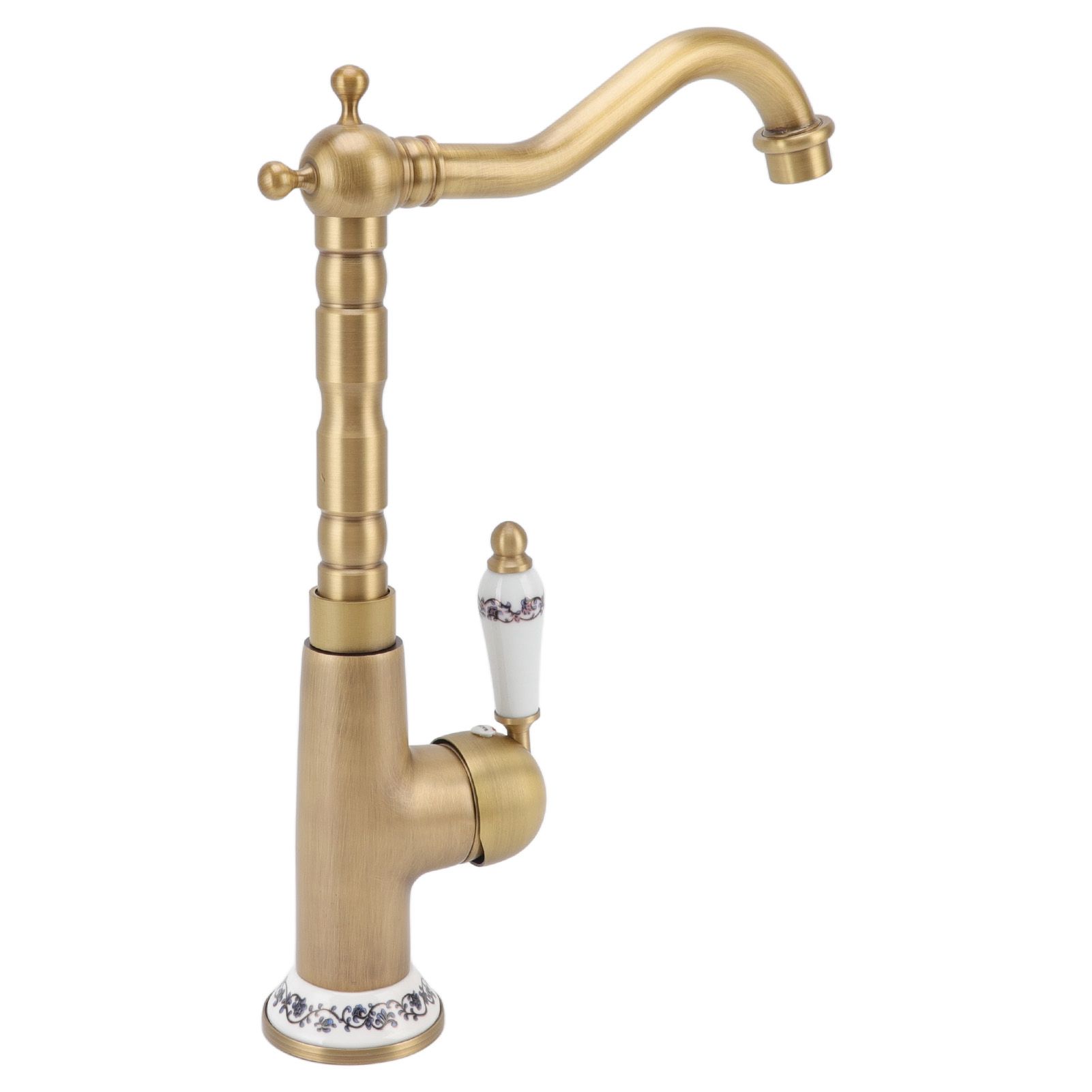 Antique Kitchen Faucet Gold All Copper European Antique Hot Cold Mixed 360° view 4