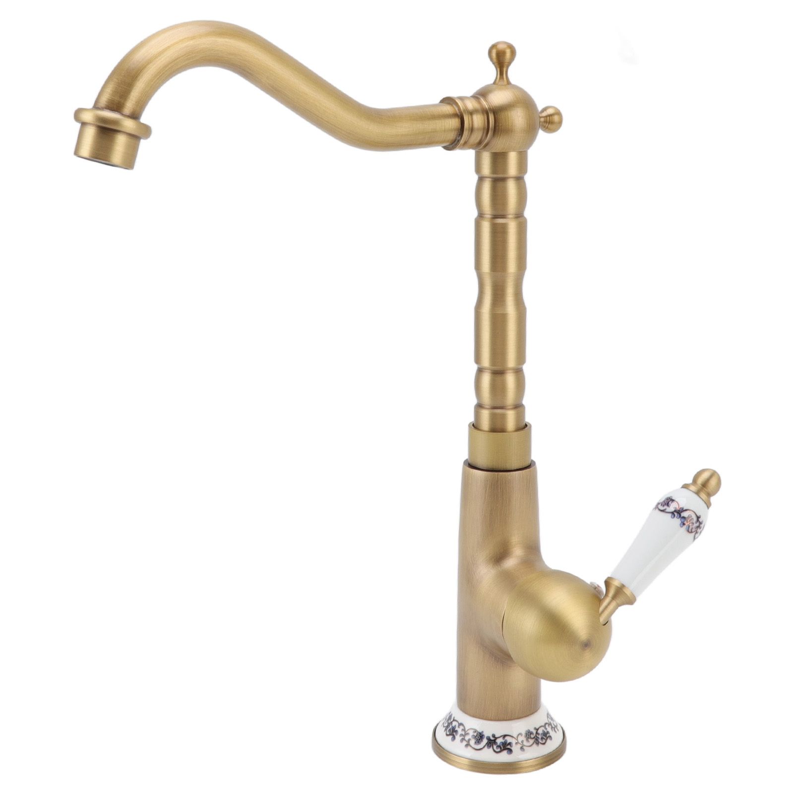 Antique Kitchen Faucet Gold All Copper European Antique Hot Cold Mixed 360° view 5