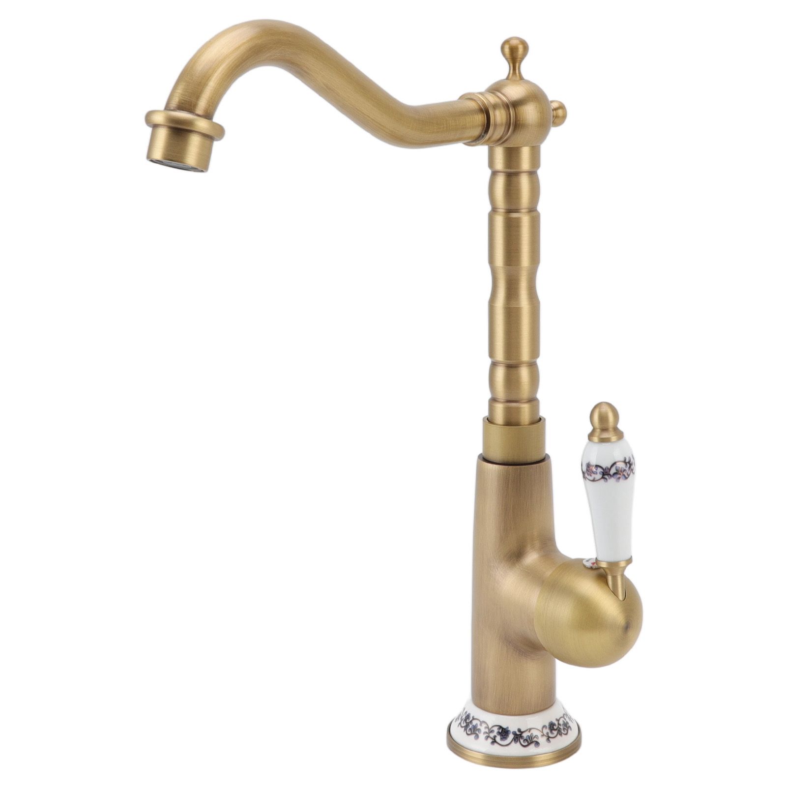 Antique Kitchen Faucet Gold All Copper European Antique Hot Cold Mixed 360° view 6