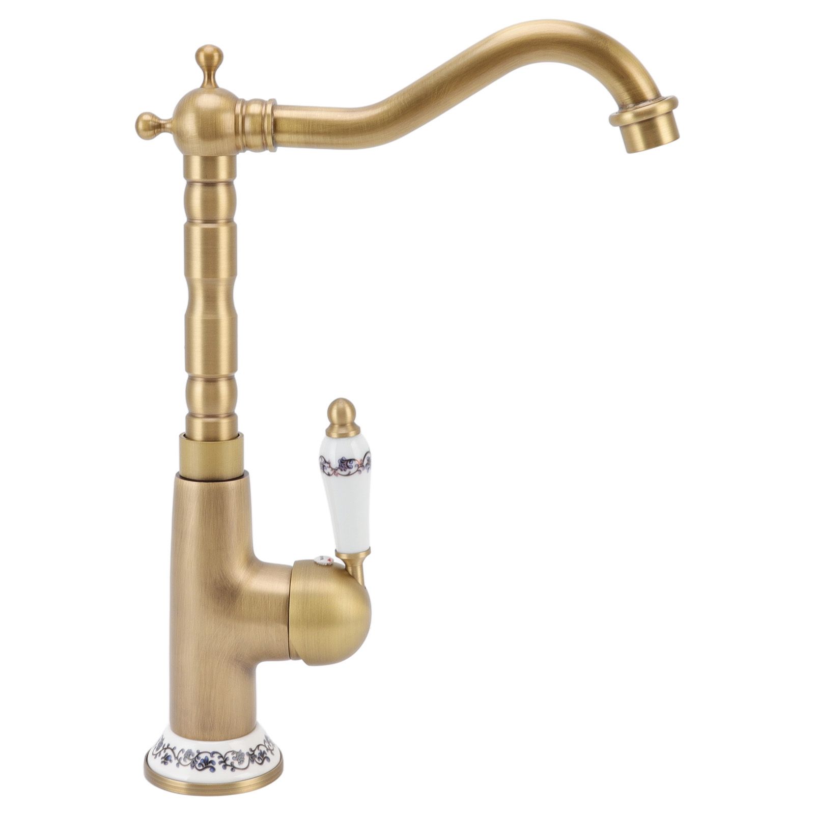 Antique Kitchen Faucet Gold All Copper European Antique Hot Cold Mixed 360° view 7