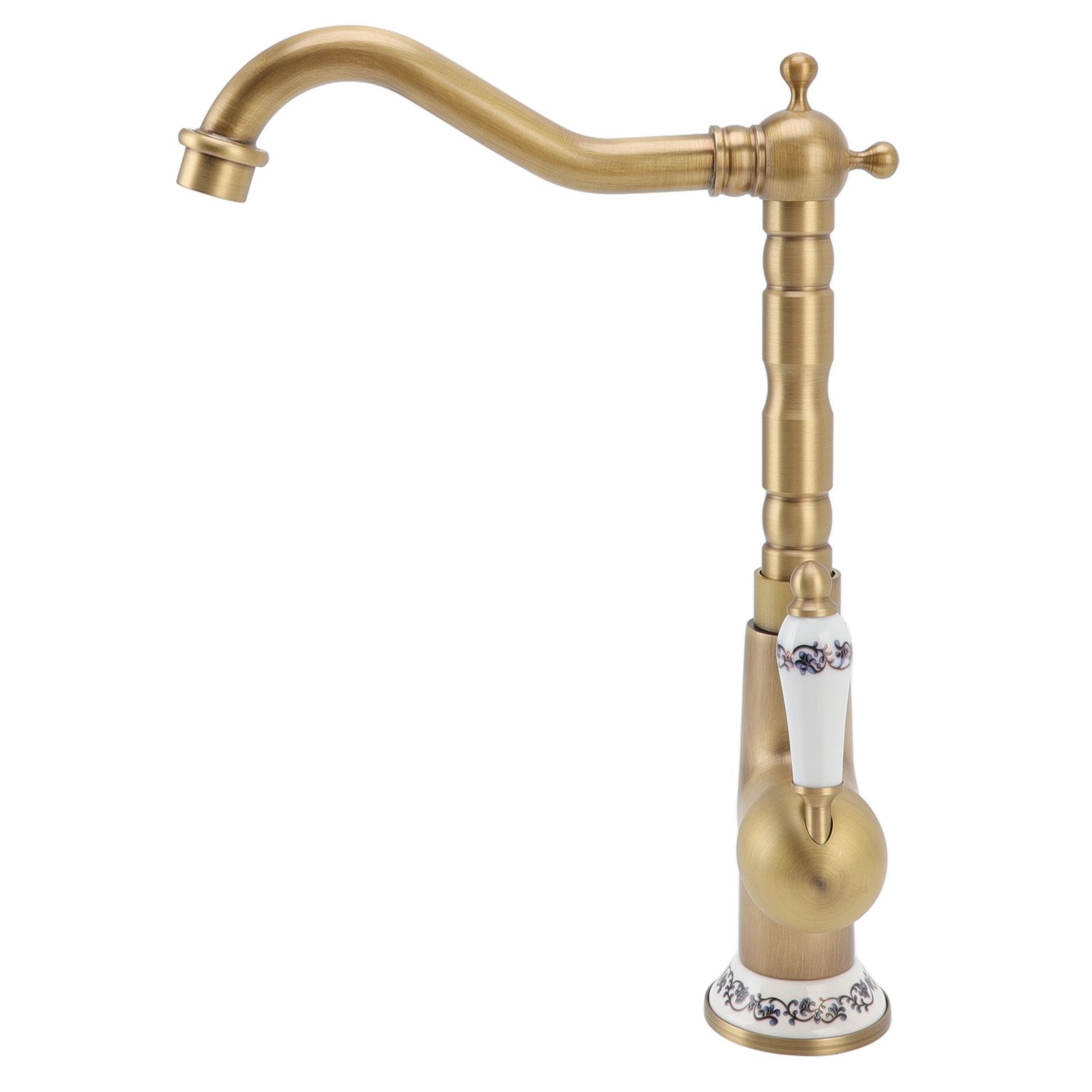 Antique Kitchen Faucet Gold All Copper European Antique Hot Cold Mixed 360° view 8