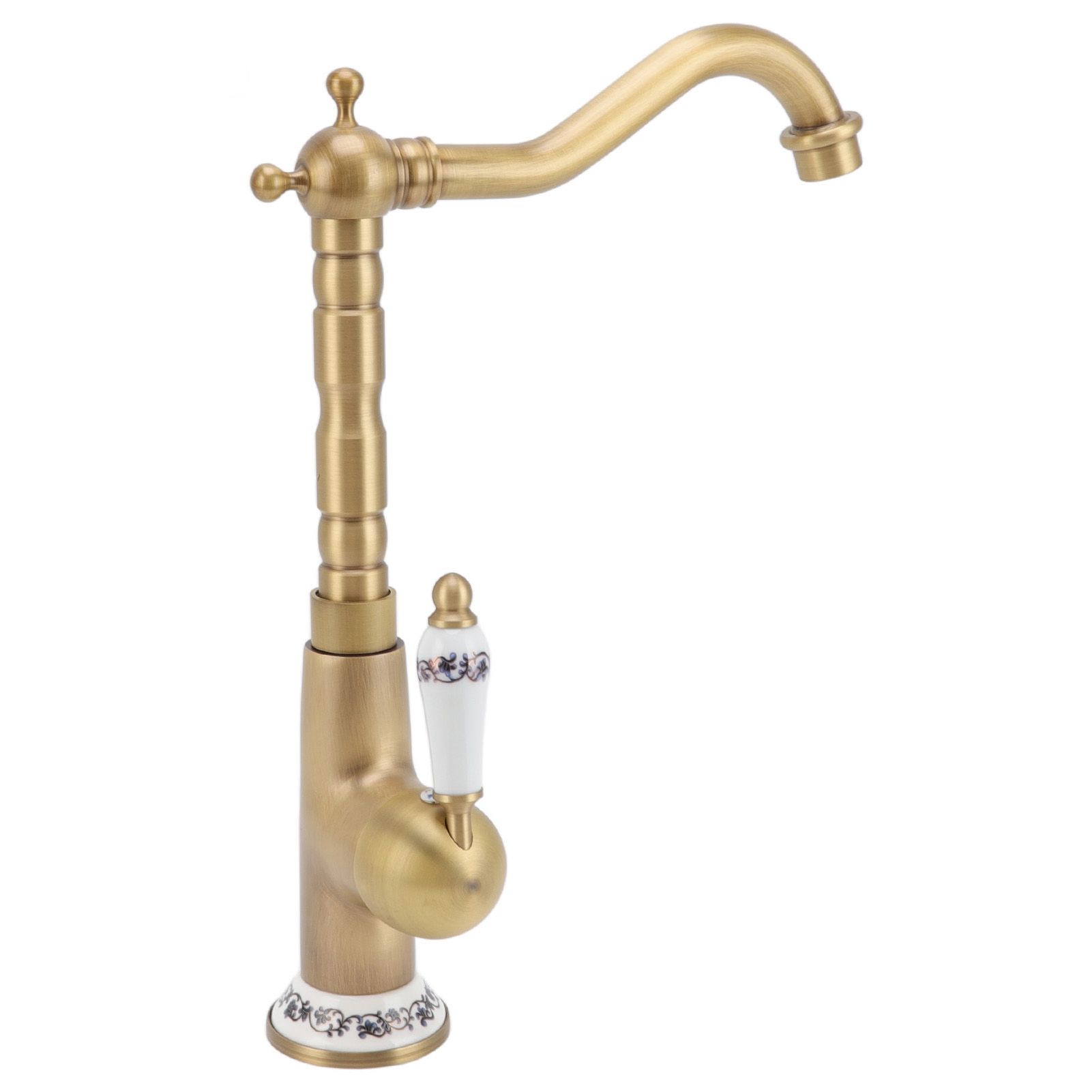 Antique Kitchen Faucet Gold All Copper European Antique Hot Cold Mixed 360° view 9