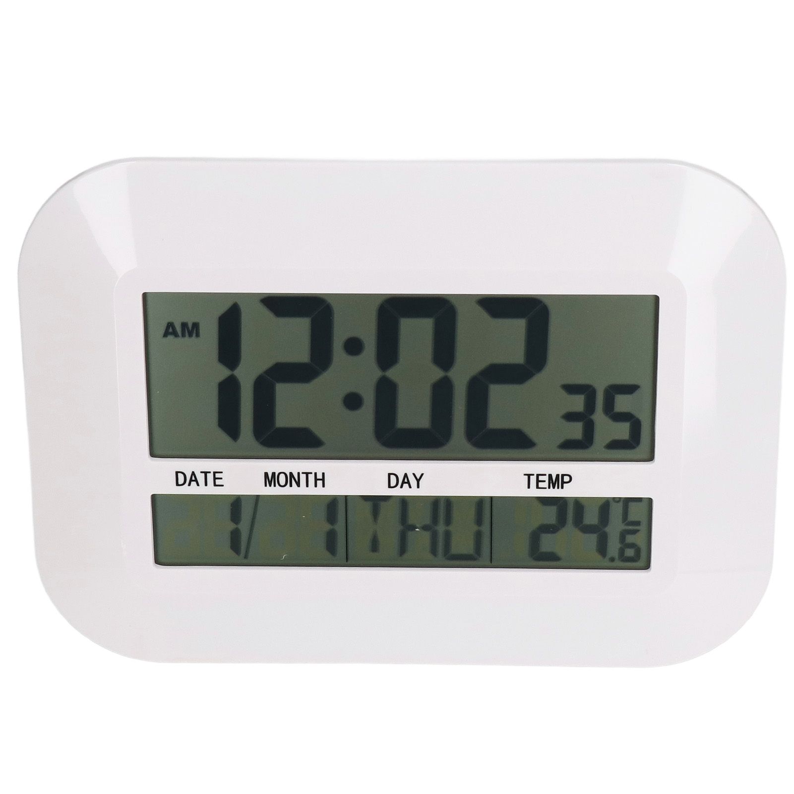 Electronic Alarm Clock Real Time Temperature Monitoring Ingenious Setting Desk view 3