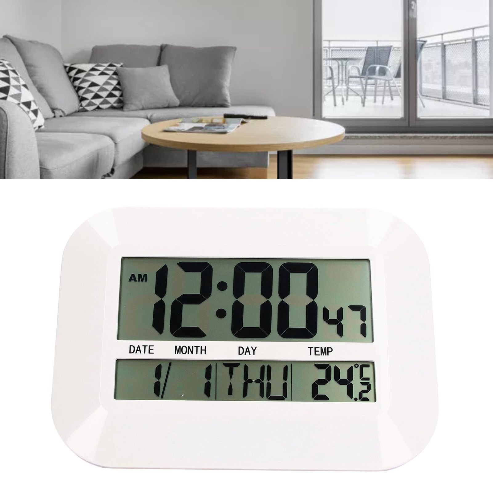 Electronic Alarm Clock Real Time Temperature Monitoring Ingenious Setting Desk view 12