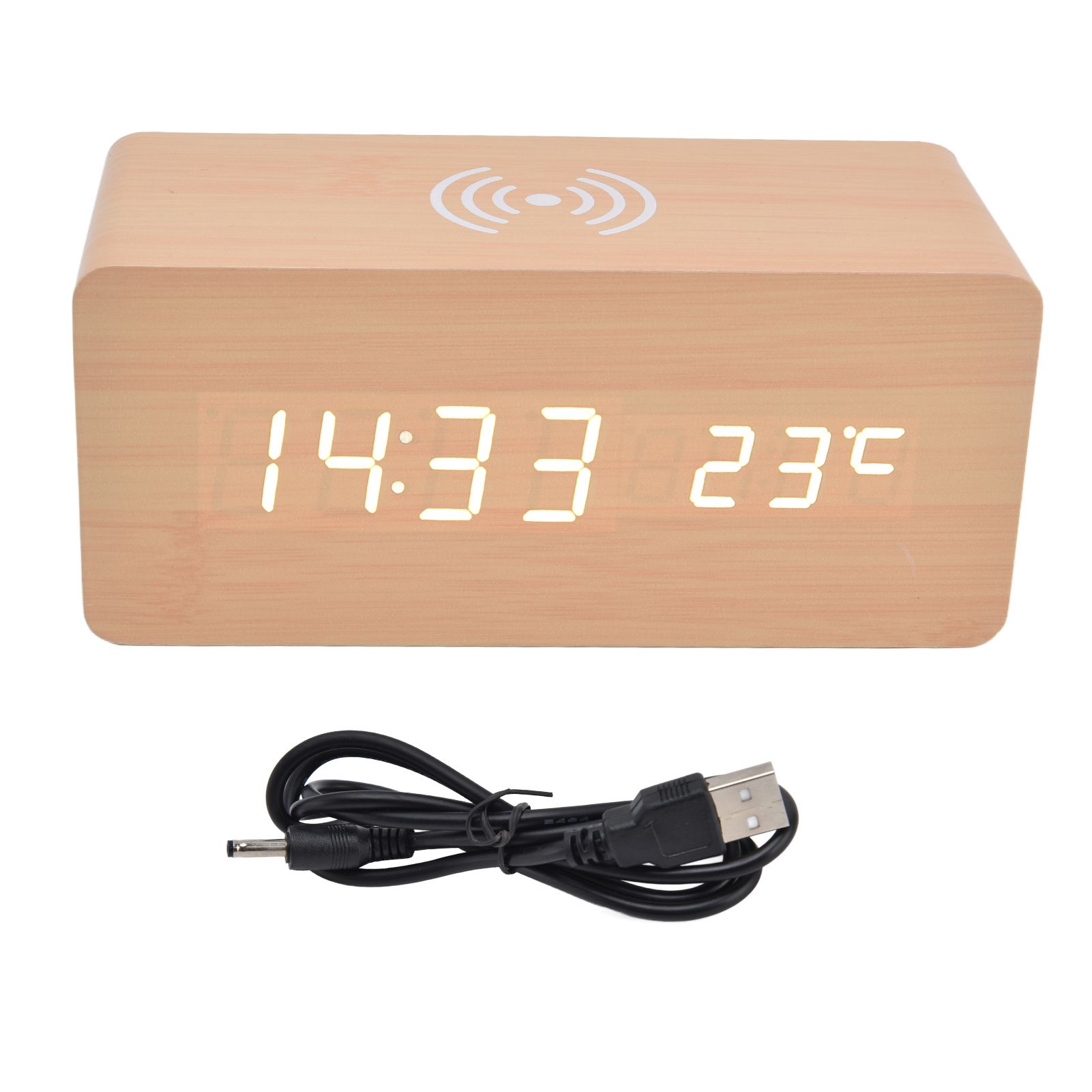 Digital Alarm Clock Wireless Charging Automatic Temperature Detection Safe — image 1