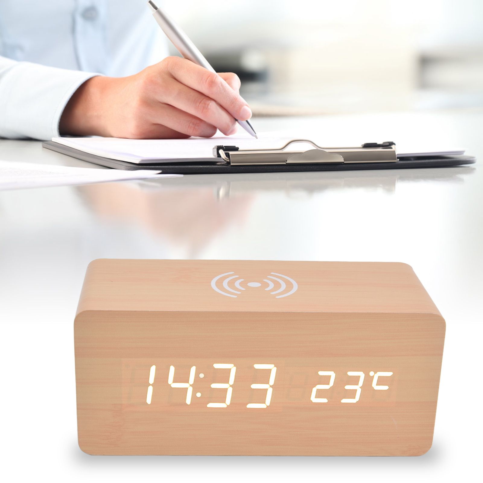 Digital Alarm Clock Wireless Charging Automatic Temperature Detection Safe view 12