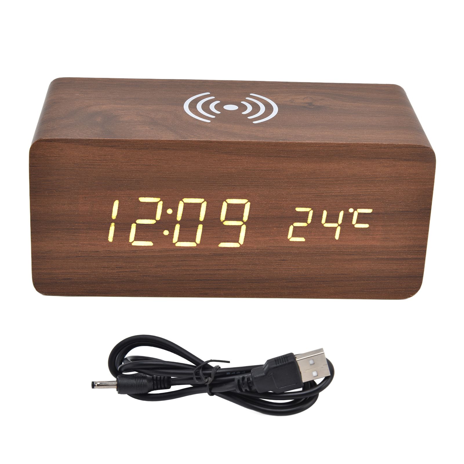 Digital Alarm Clock Wireless Charging Automatic Temperature Detection Safe — image 1