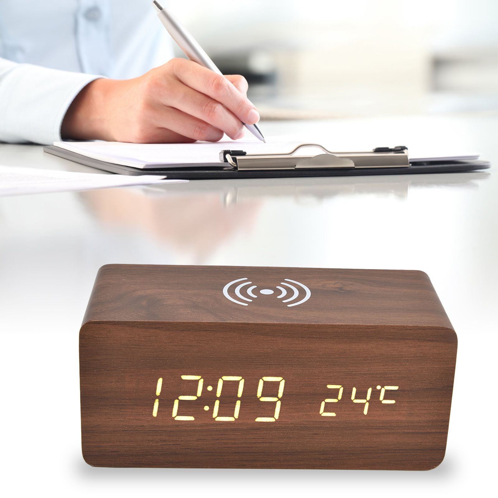Digital Alarm Clock Wireless Charging Automatic Temperature Detection Safe view 12